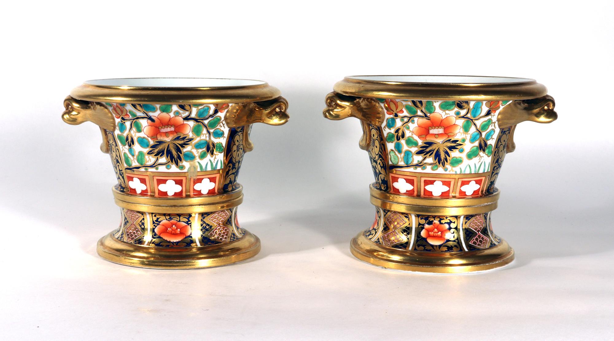 Regency Period Spode Porcelain Japan pattern Cache Pots & Stands, Pattern #1250 1