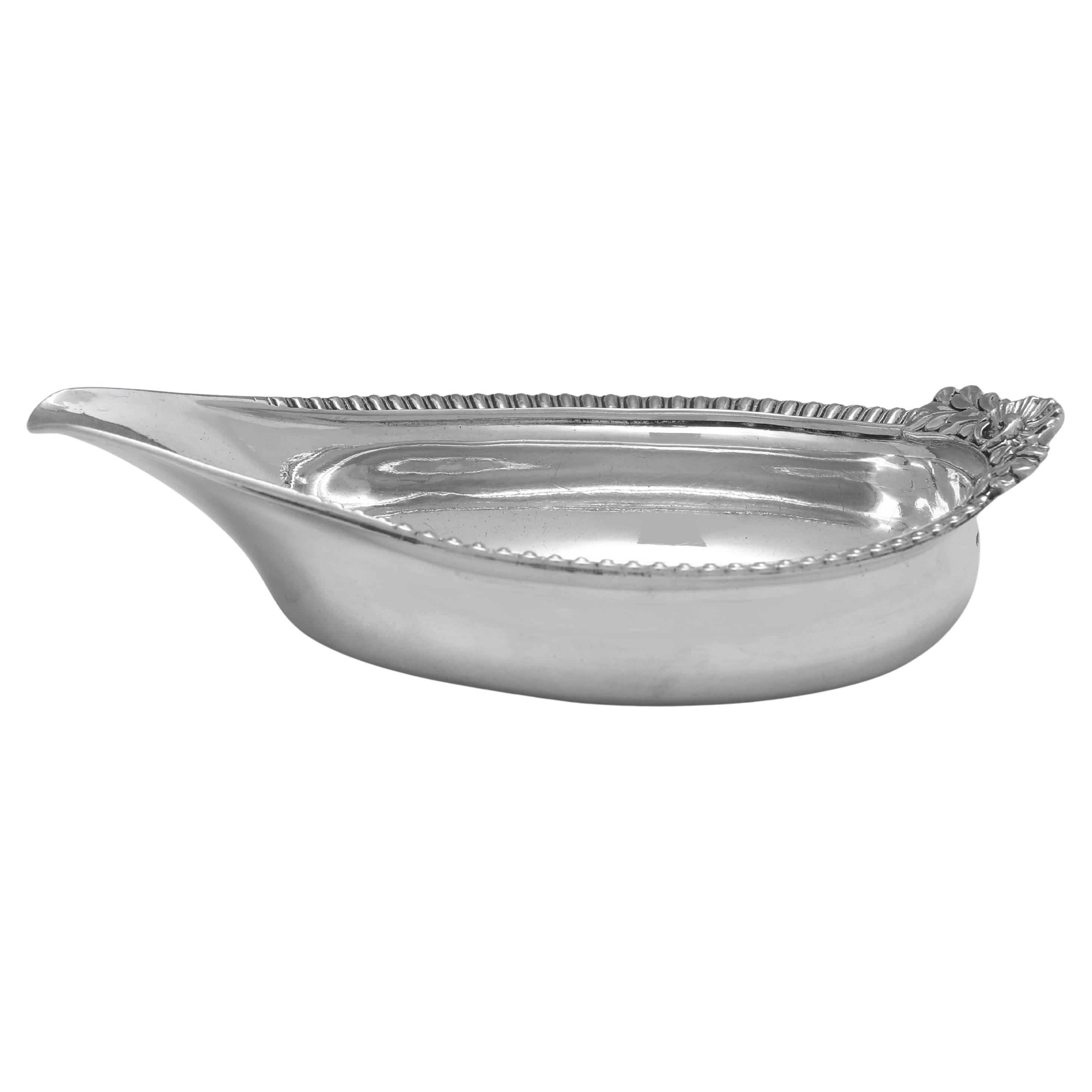 Regency period sterling silver pap boat made by Samuel Knight in London in 1817