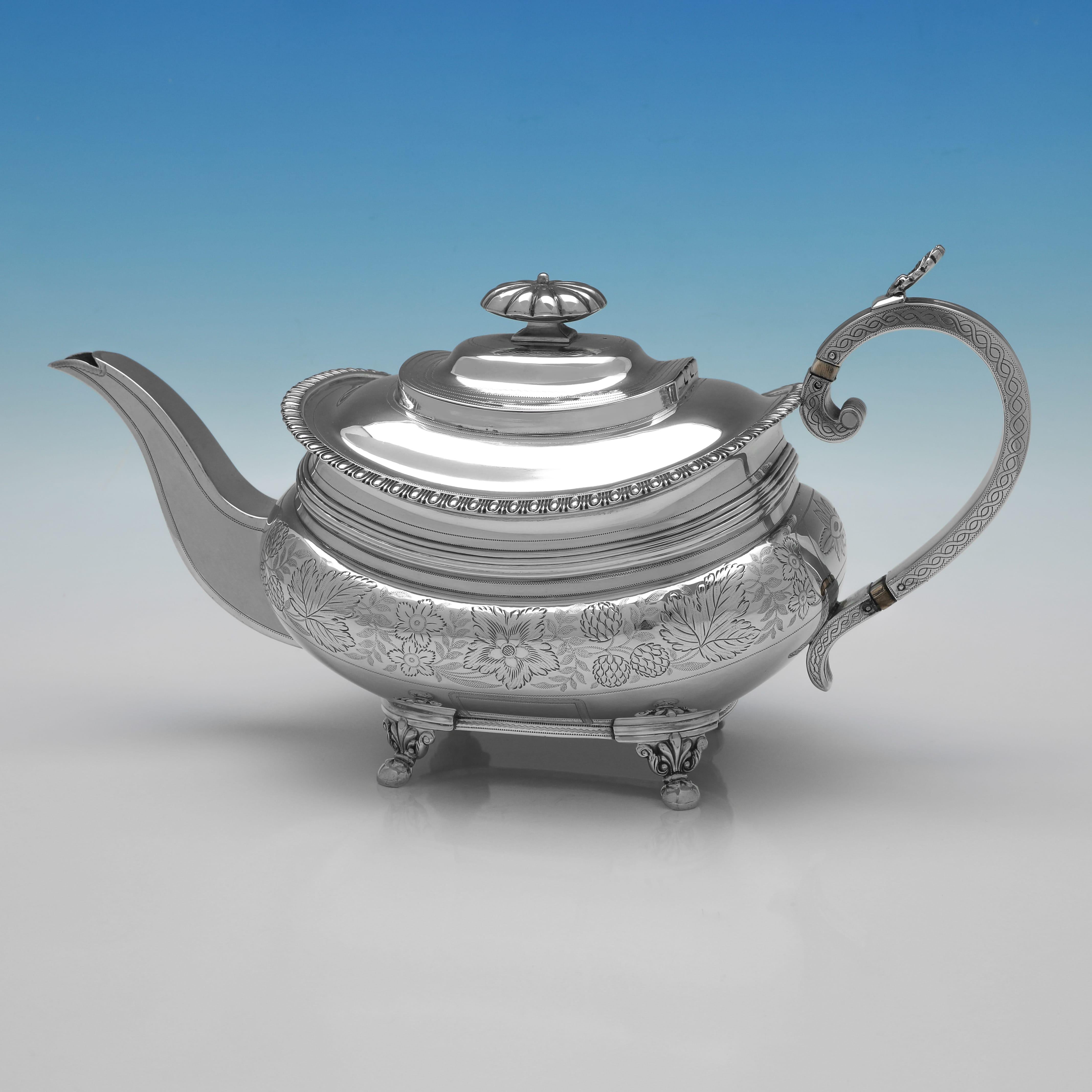 Servizio da tè e caffè in argento sterling del periodo Regency realizzato a Londra nel 1815 In condizioni buone in vendita a London, London