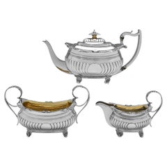Regency period sterling silver tea set made in London in 1815 by Crispin Fuller