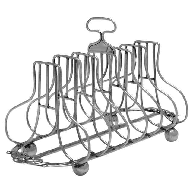 Golf Club Racking Art Deco Silver Plated Toast Rack Golf Ball and Club Vintage Luxury ...