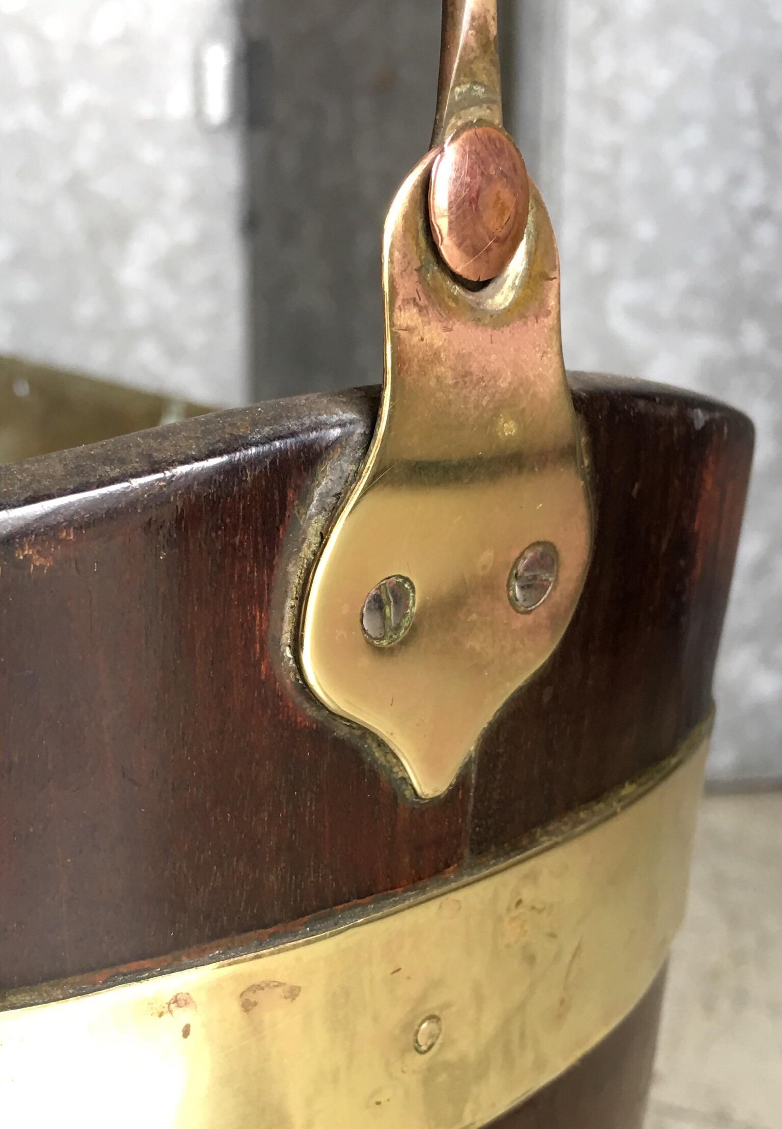 Hand-Crafted Regency Period Traditional Mahogany and Brass Peat Bucket, circa 1820 For Sale