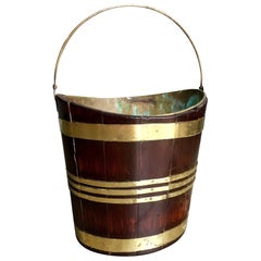 Antique Regency Period Traditional Mahogany and Brass Peat Bucket, circa 1820