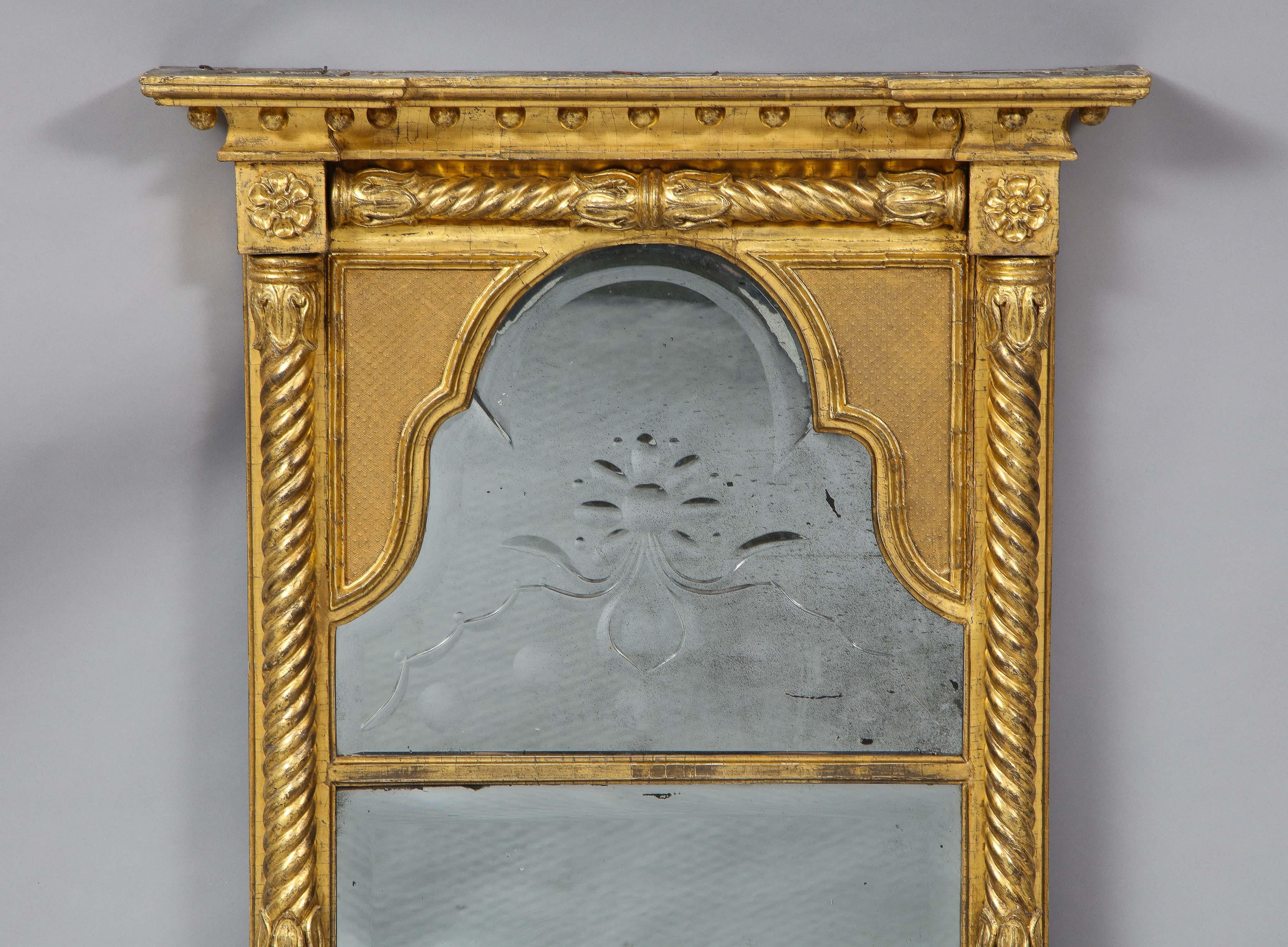 Neoclassical Regency Pier Mirror with Queen Anne Plates