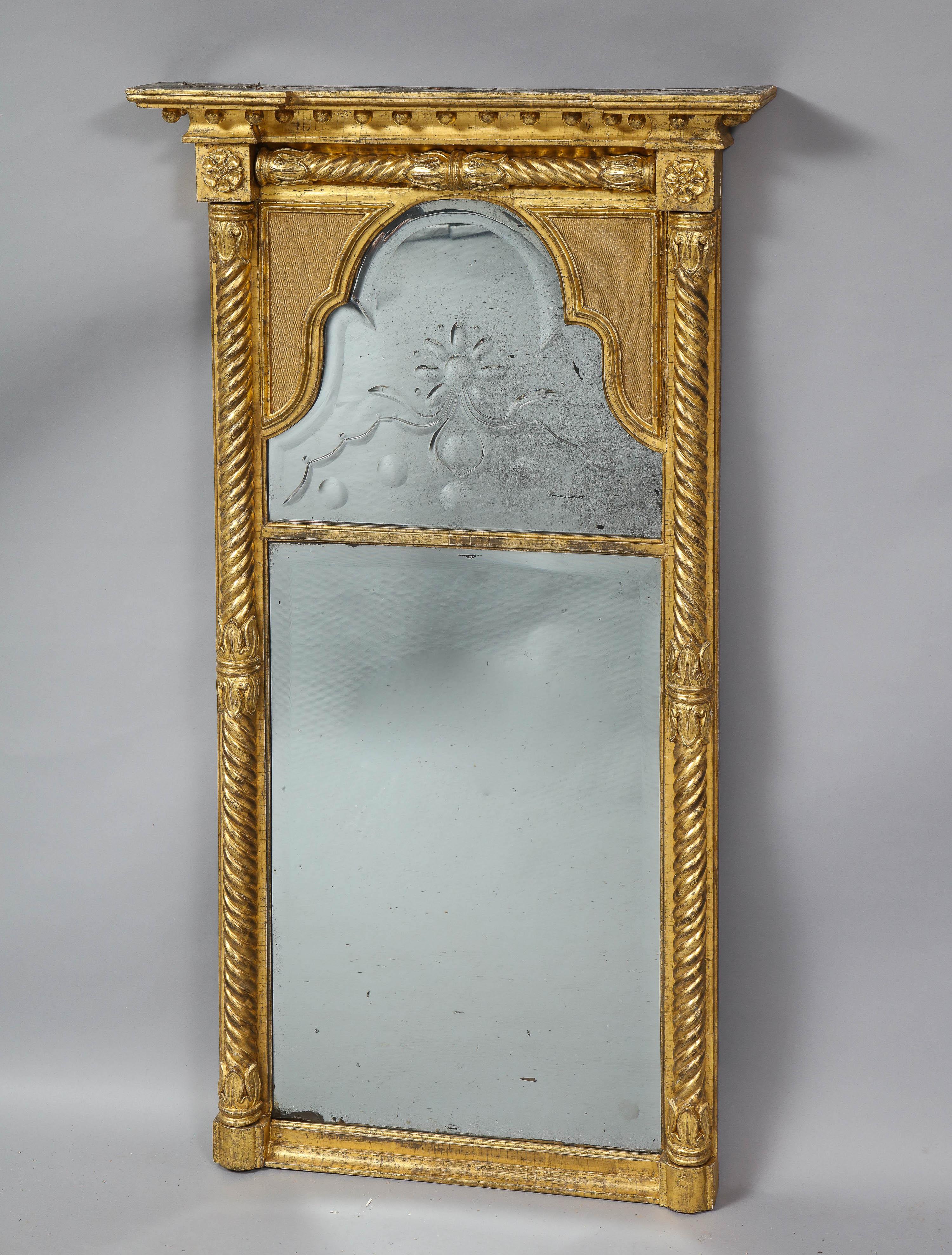 19th Century Regency Pier Mirror with Queen Anne Plates