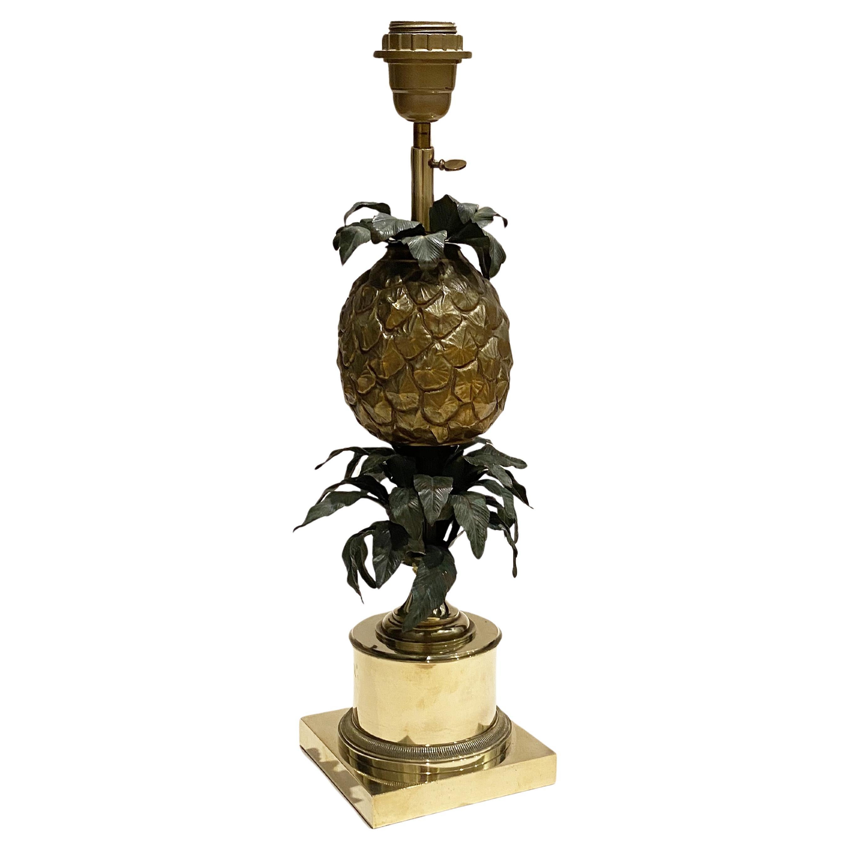 Regency-Tischlampe „Ananas“ aus Bronze mit Ananas in Ananasform, Maison Charles, 1960er Jahre