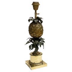Regency-Tischlampe „Ananas“ aus Bronze mit Ananas in Ananasform, Maison Charles, 1960er Jahre