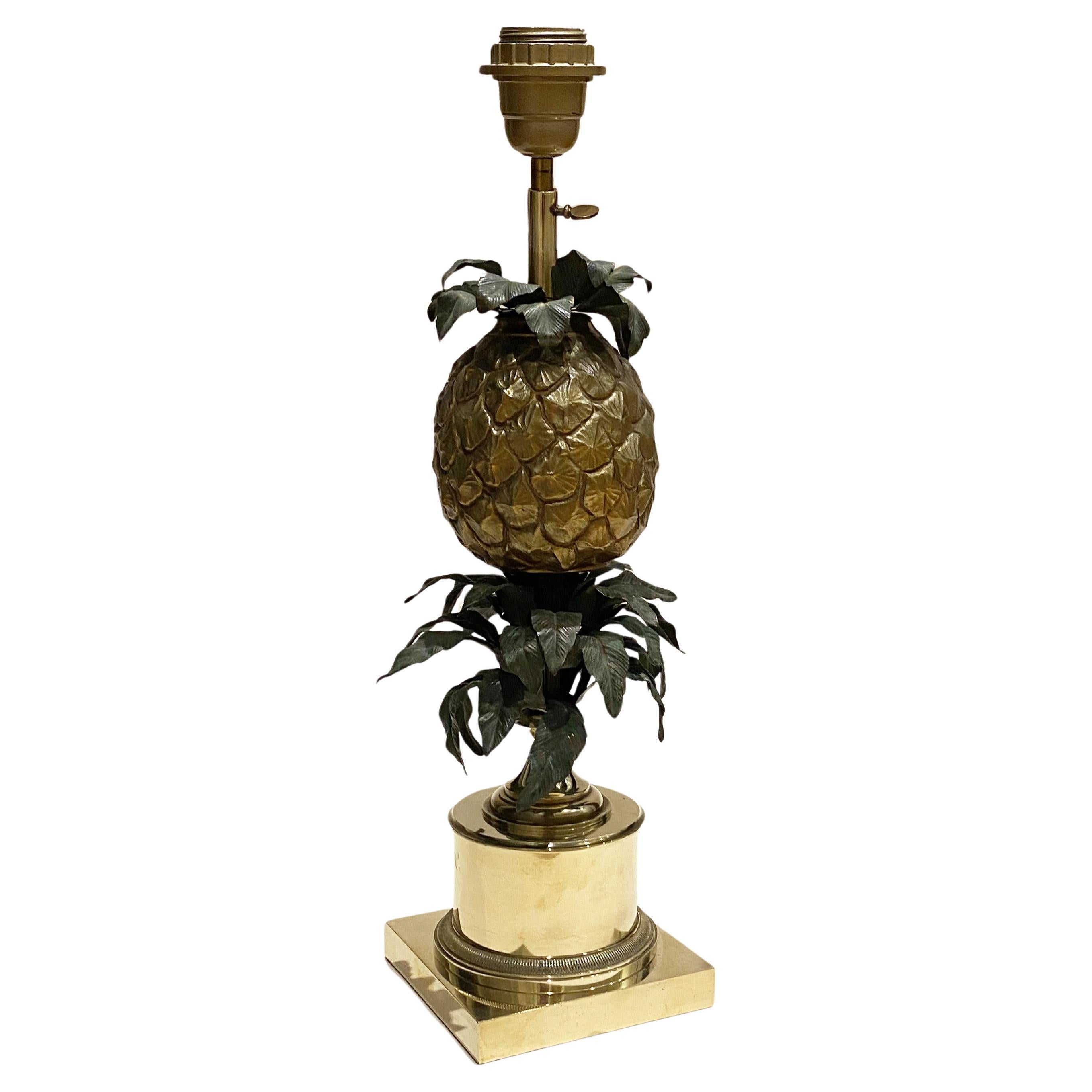 Lámpara de mesa de bronce "Ananas" de piña de la Regencia, Maison Charles, años 60 en venta