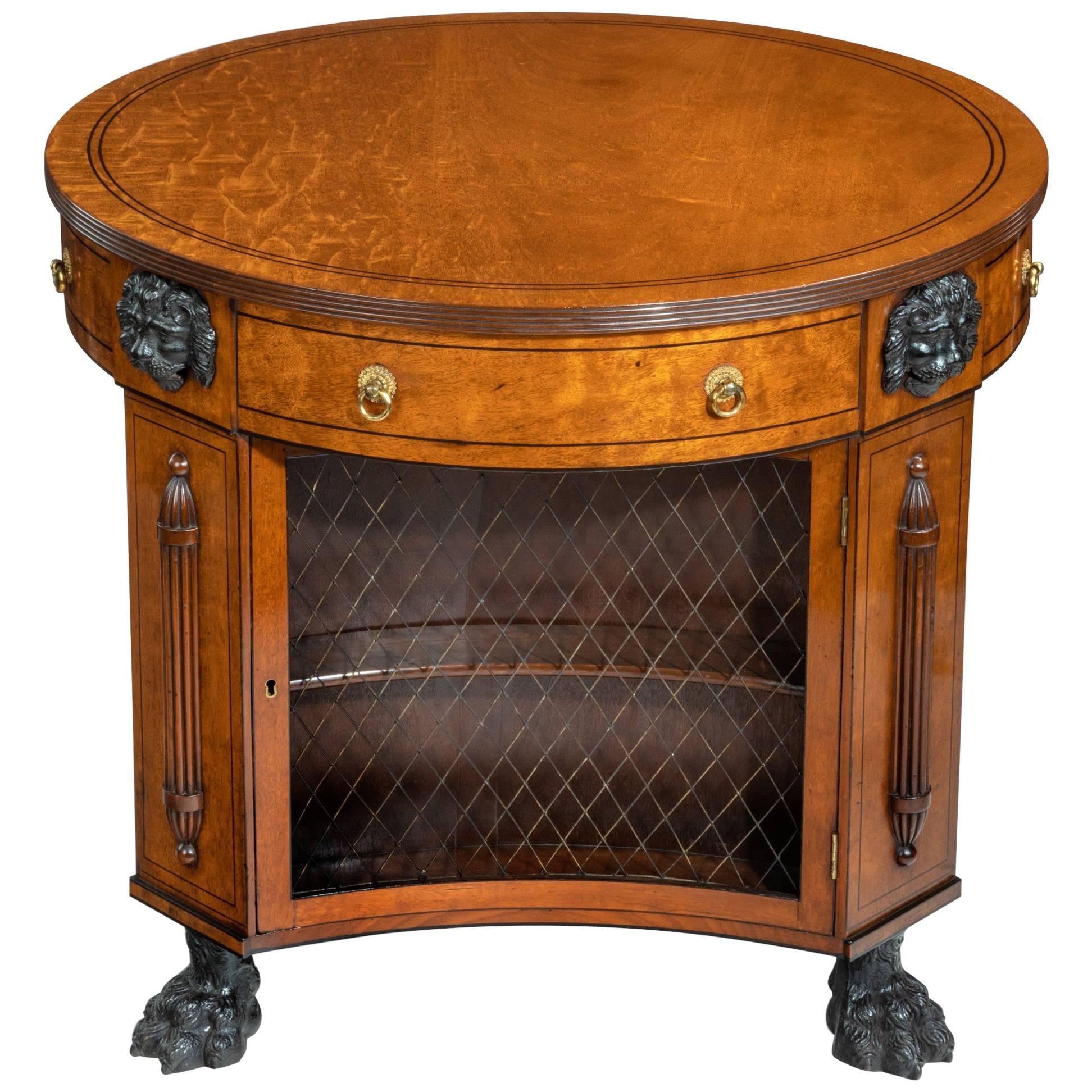 Regency Plum-Pudding Mahogany Library Centre Table and Bookcase