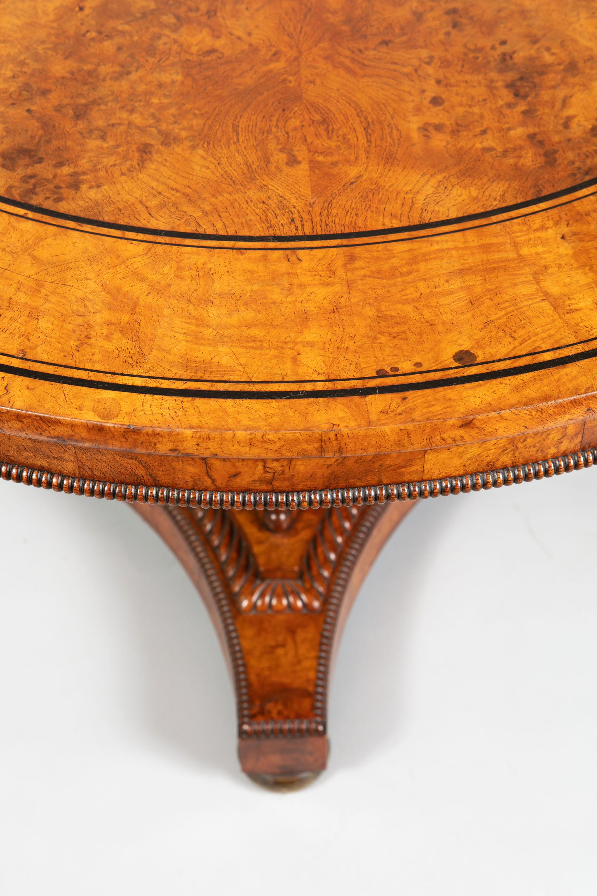 Regency Pollard Oak Centre Table in the Manner of George Bullock 1