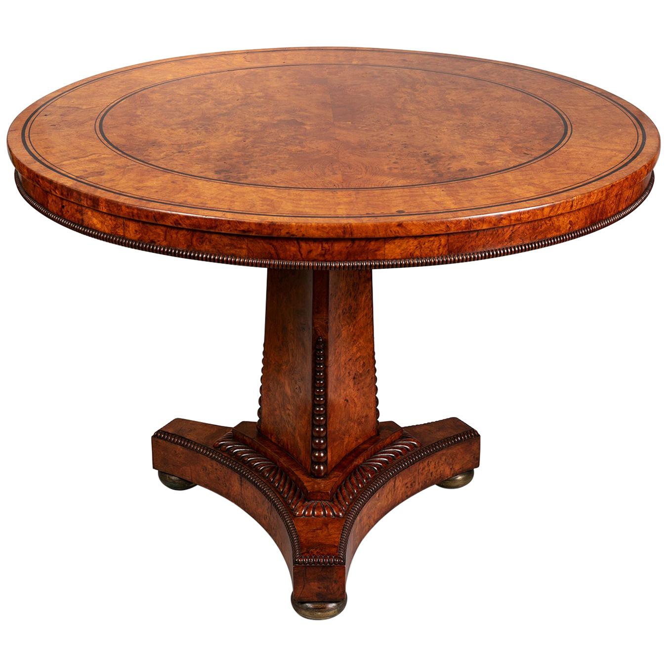 Regency Pollard Oak Centre Table in the Manner of George Bullock