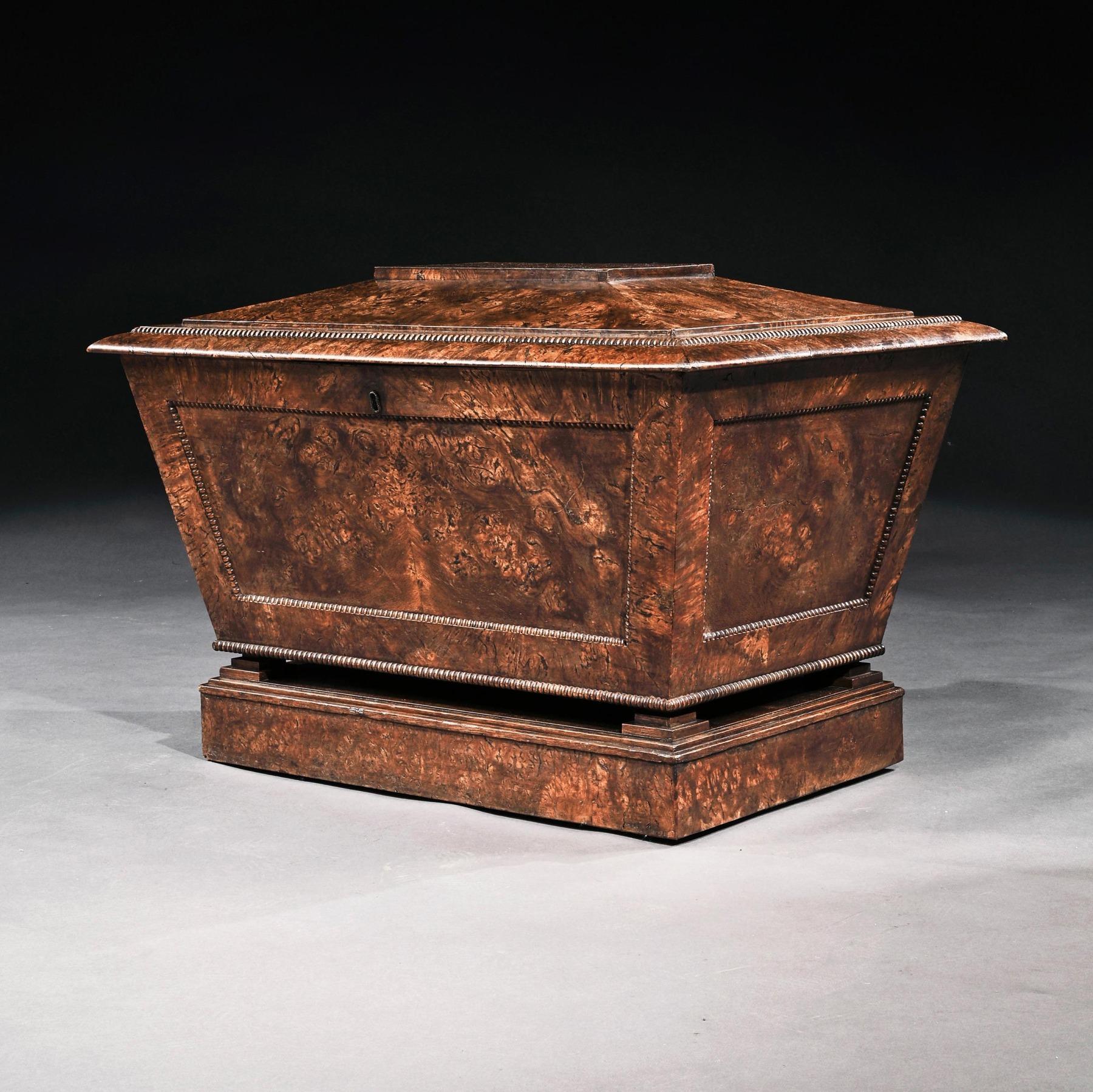 Captivating English late Regency period pollard oak cellarette - wine cooler of substantial proportions having the most enchanted untouched color and patina ‘skin’.

English - George IV, circa 1825.

A wonderful object, almost art like for the