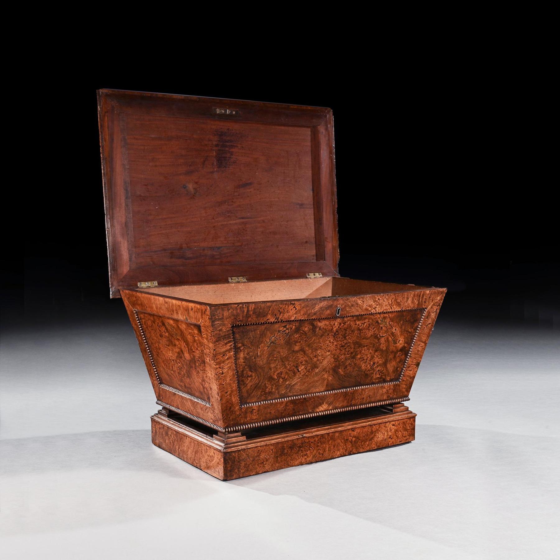 British Regency Pollard Oak Sarcophagus Shaped Cellarette For Sale