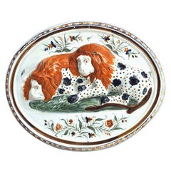 Regency Prattware Pearlware Pottery Plaque of Lions