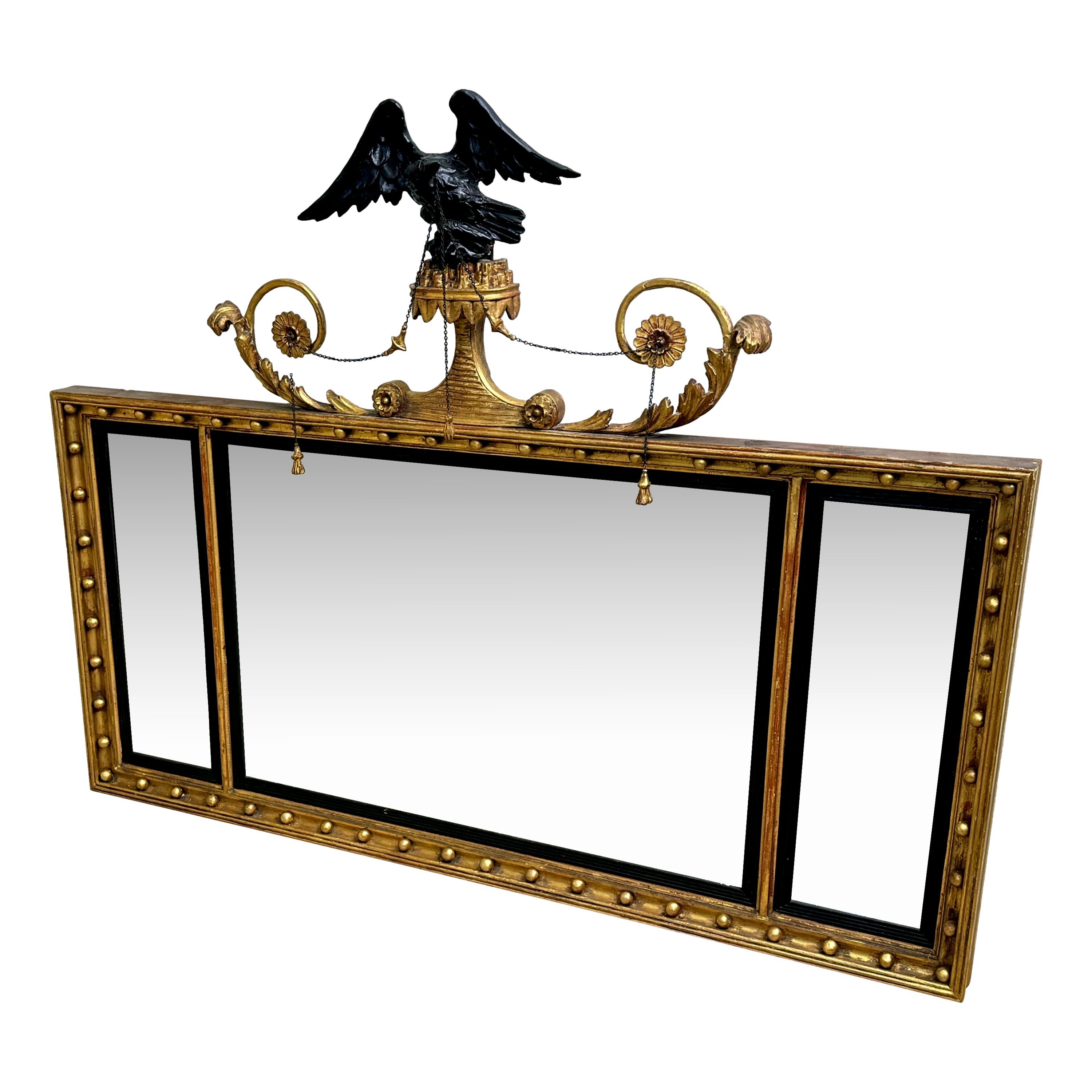 Regency Giltwood Overmantle Mirror, England, Circa 1820, Eagle Motif For Sale