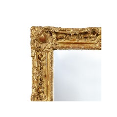 Regency Rectangular Handcrafted Gold Foil Wood Mirror Spain, 1970