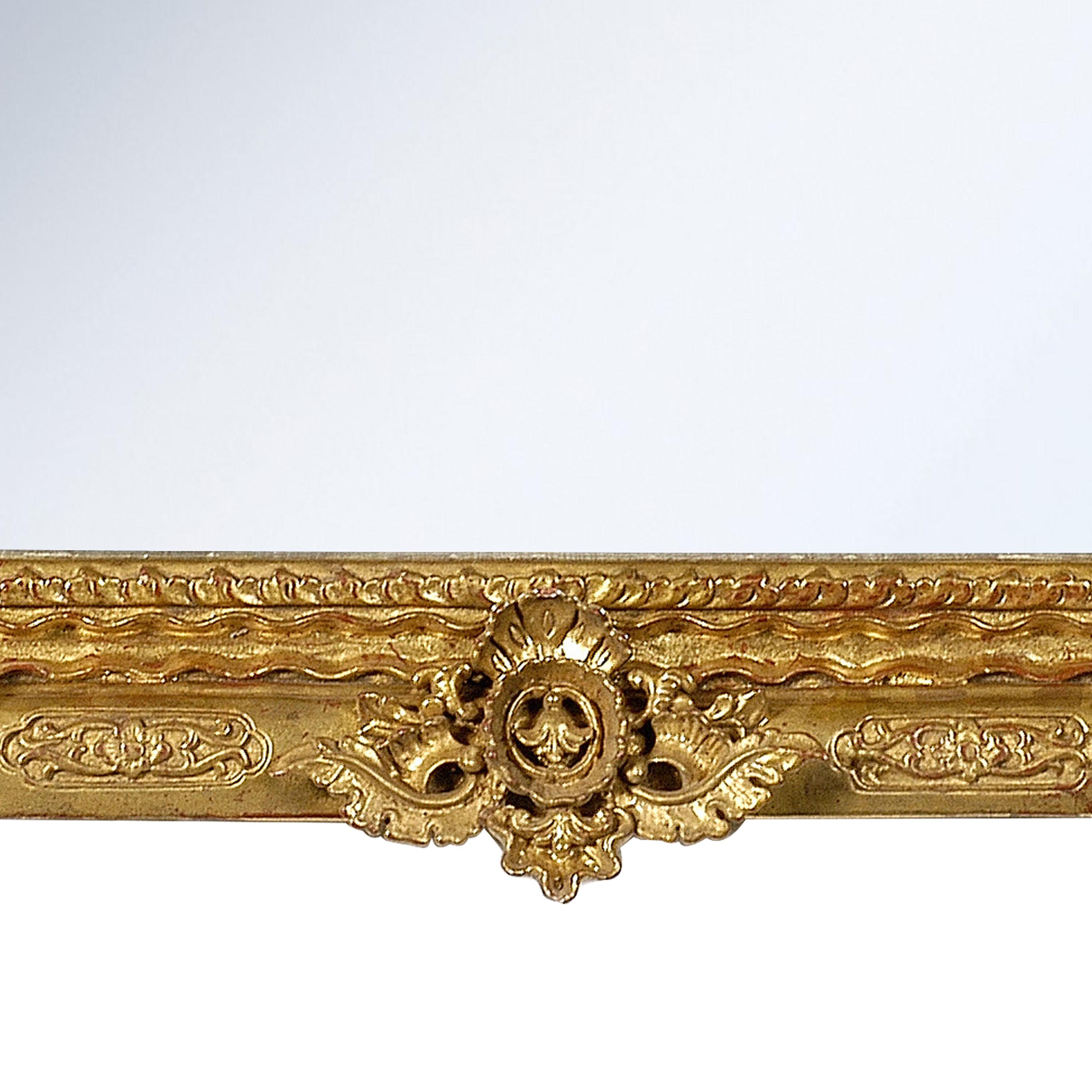 Neoclassical Regency Rectangular Handcrafted Gold Foil Wood Mirror, 1970