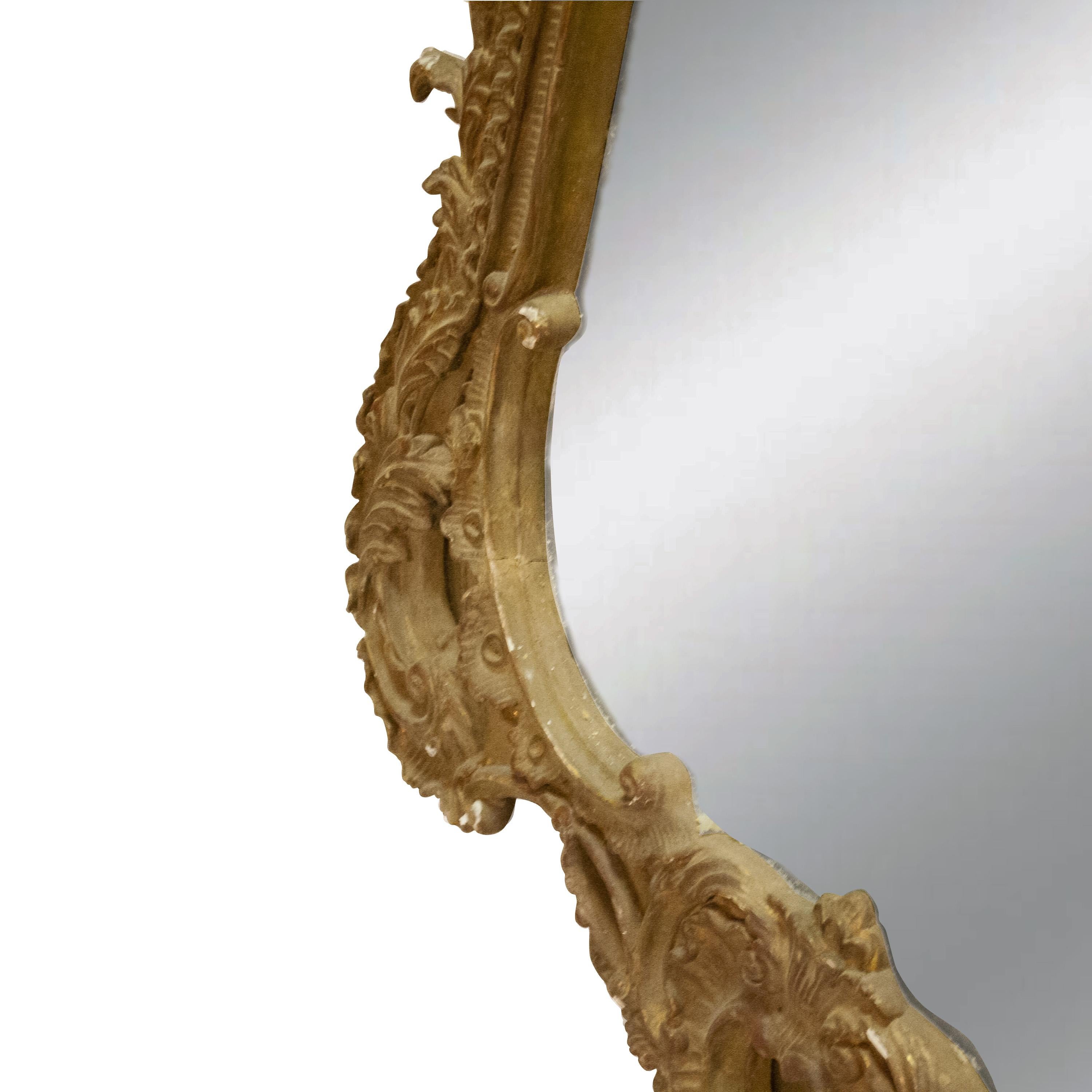 Hand-Carved Regency Rectangular Handcrafted Gold Foil Wood Mirror Spain, 1970 For Sale