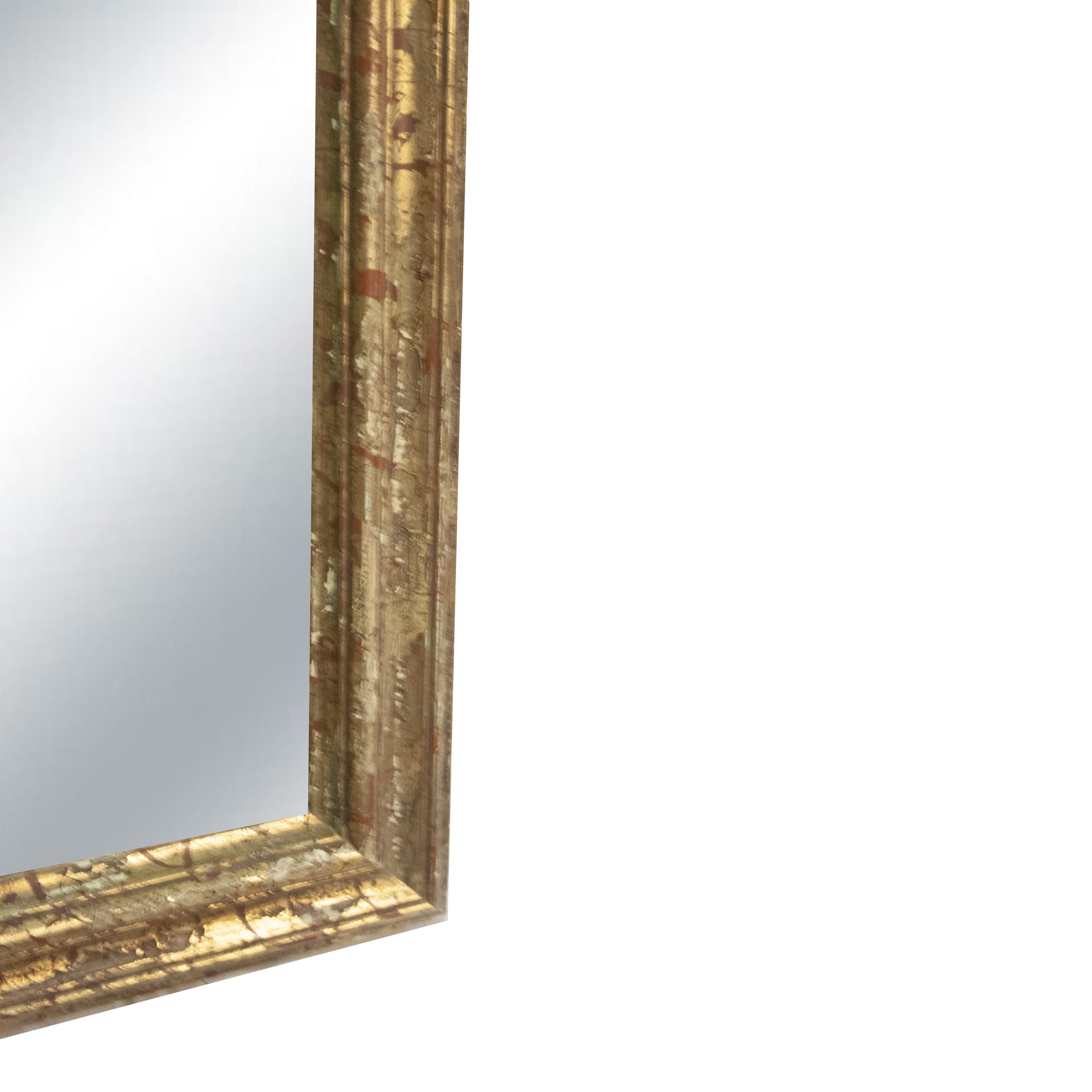 Regency Rectangular Handcrafted Gold Foil Wood Mirror Spain, 1970 In Good Condition For Sale In Madrid, ES