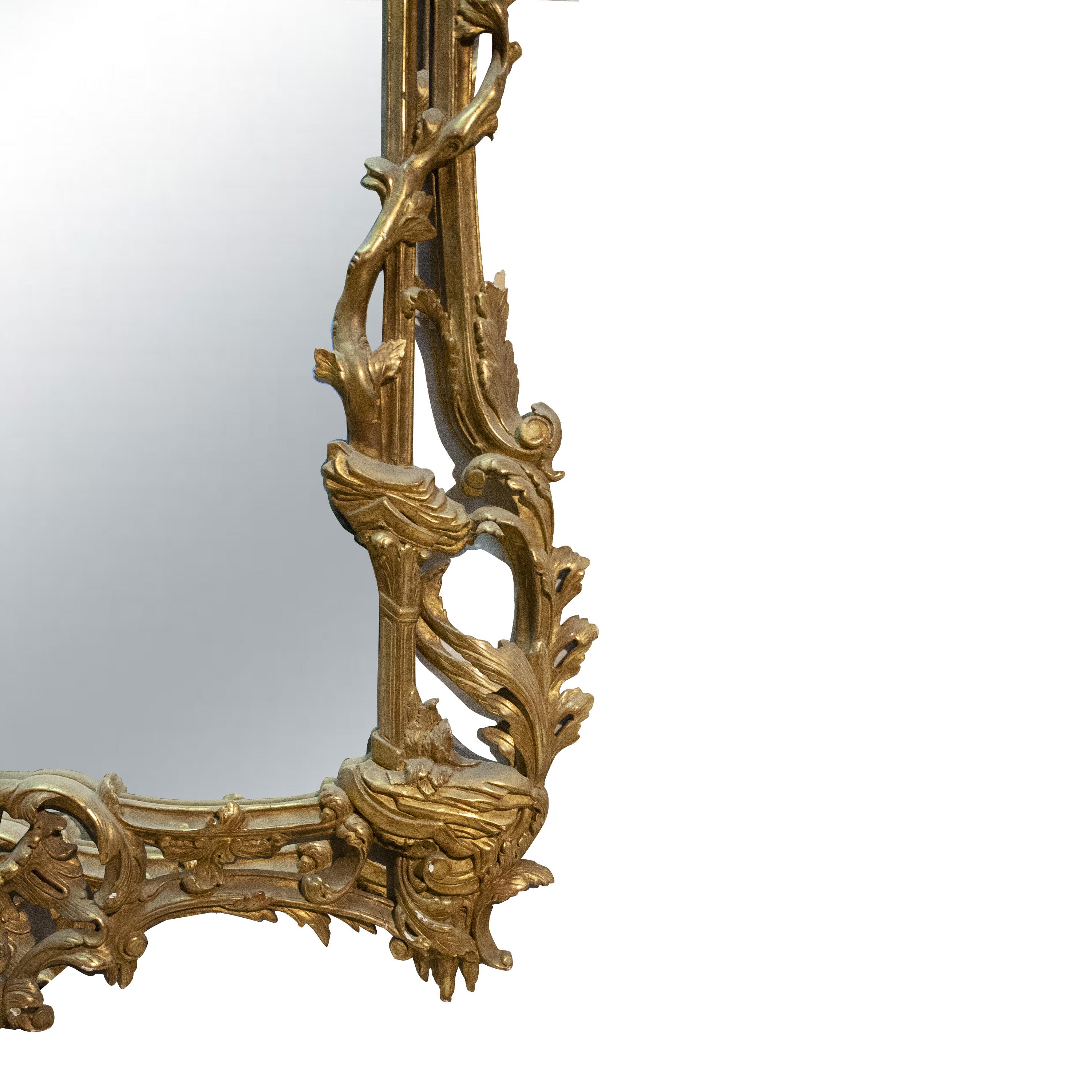 Late 20th Century Regency Rectangular Handcrafted Gold Foil Wood Mirror Spain, 1970 For Sale