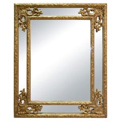 Regency Rectangular Handcrafted Gold Foil Wood Mirror Spain, 1970