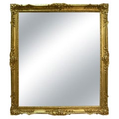 Miroir rectangulaire de style Régence en bois de feuille d'or fabriqué à la main, Espagne, 1970