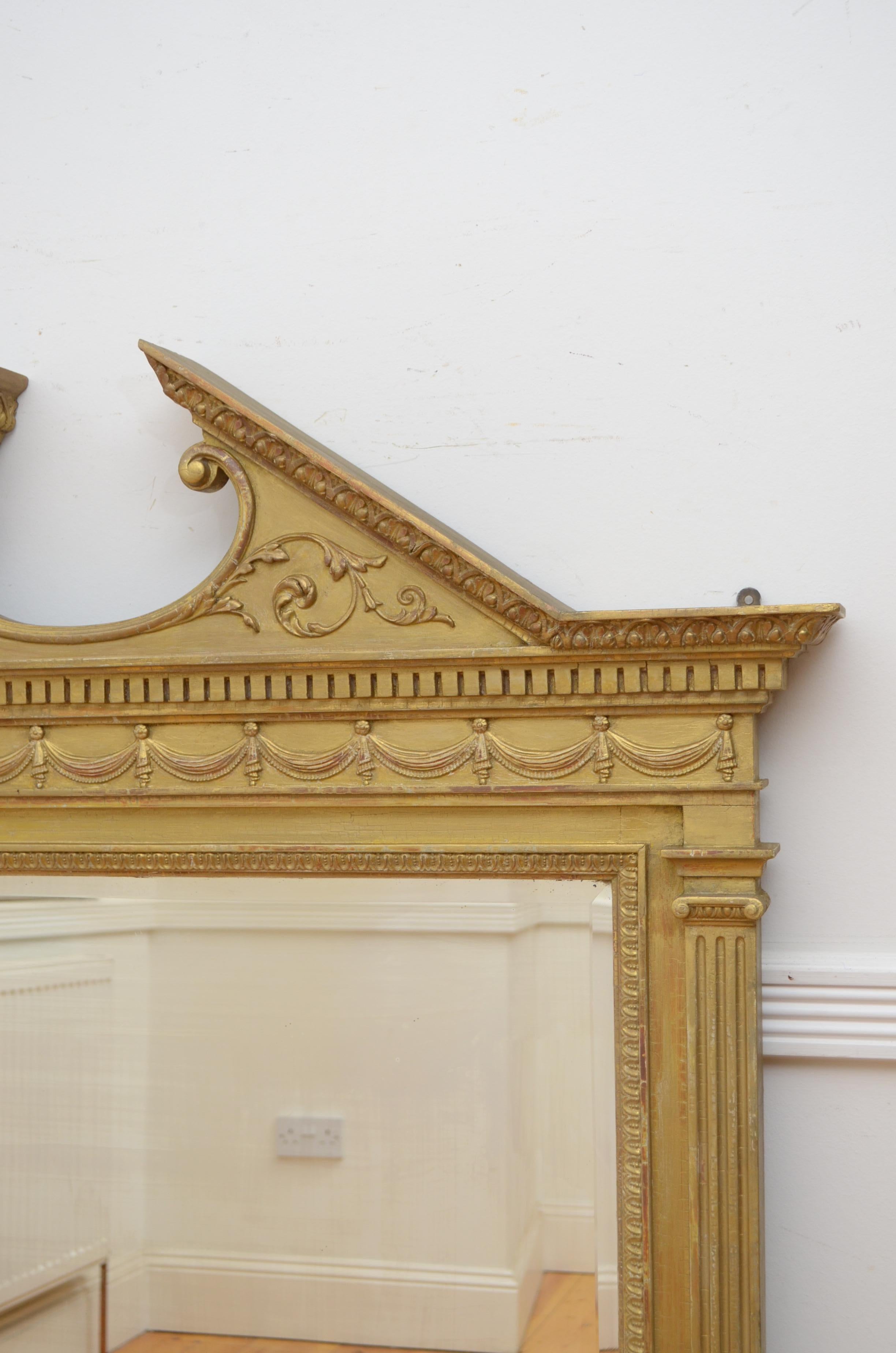 Regency Revival Architectural Wall Mirror H136cm For Sale 3