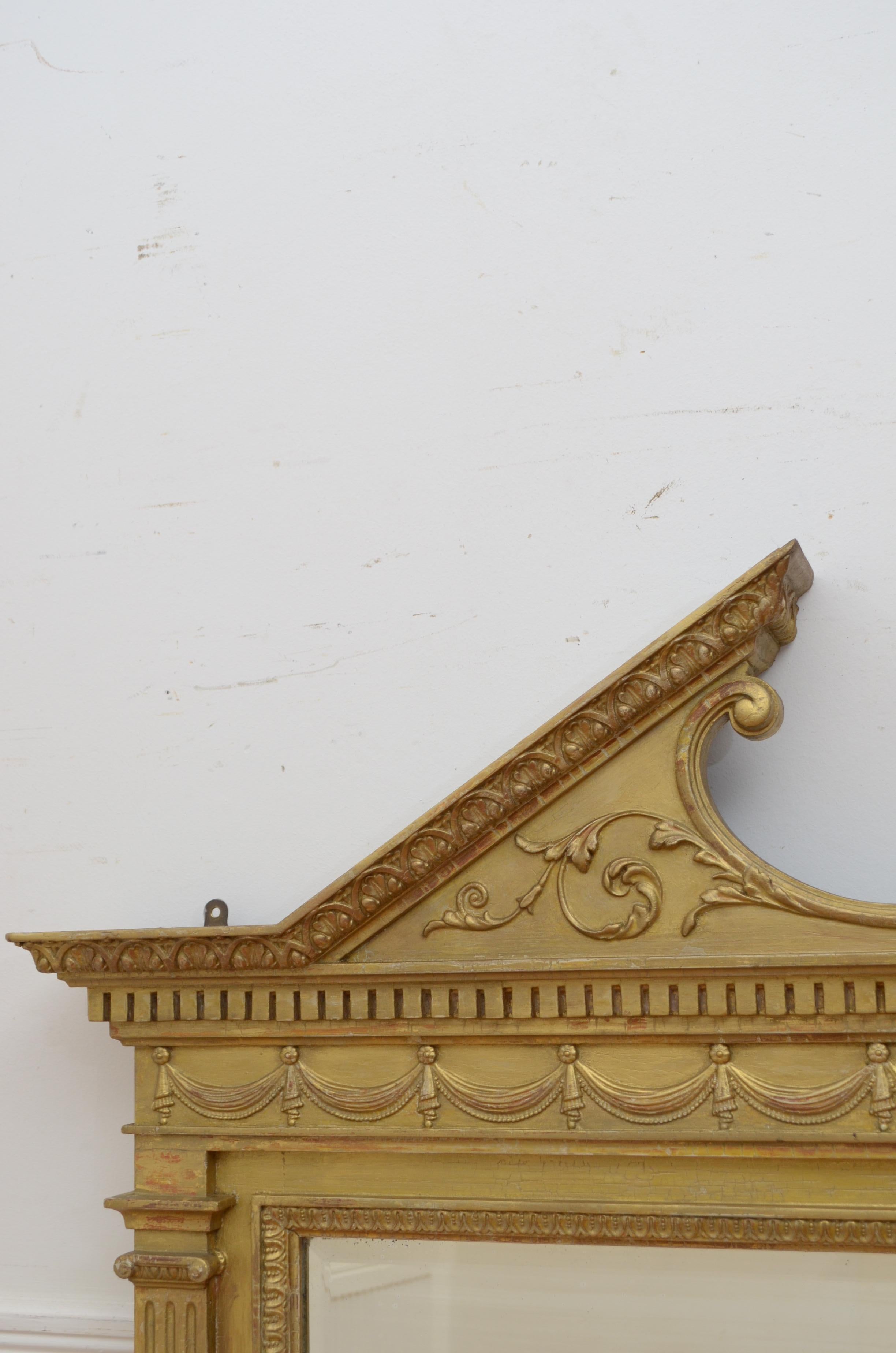 Wood Regency Revival Architectural Wall Mirror H136cm For Sale