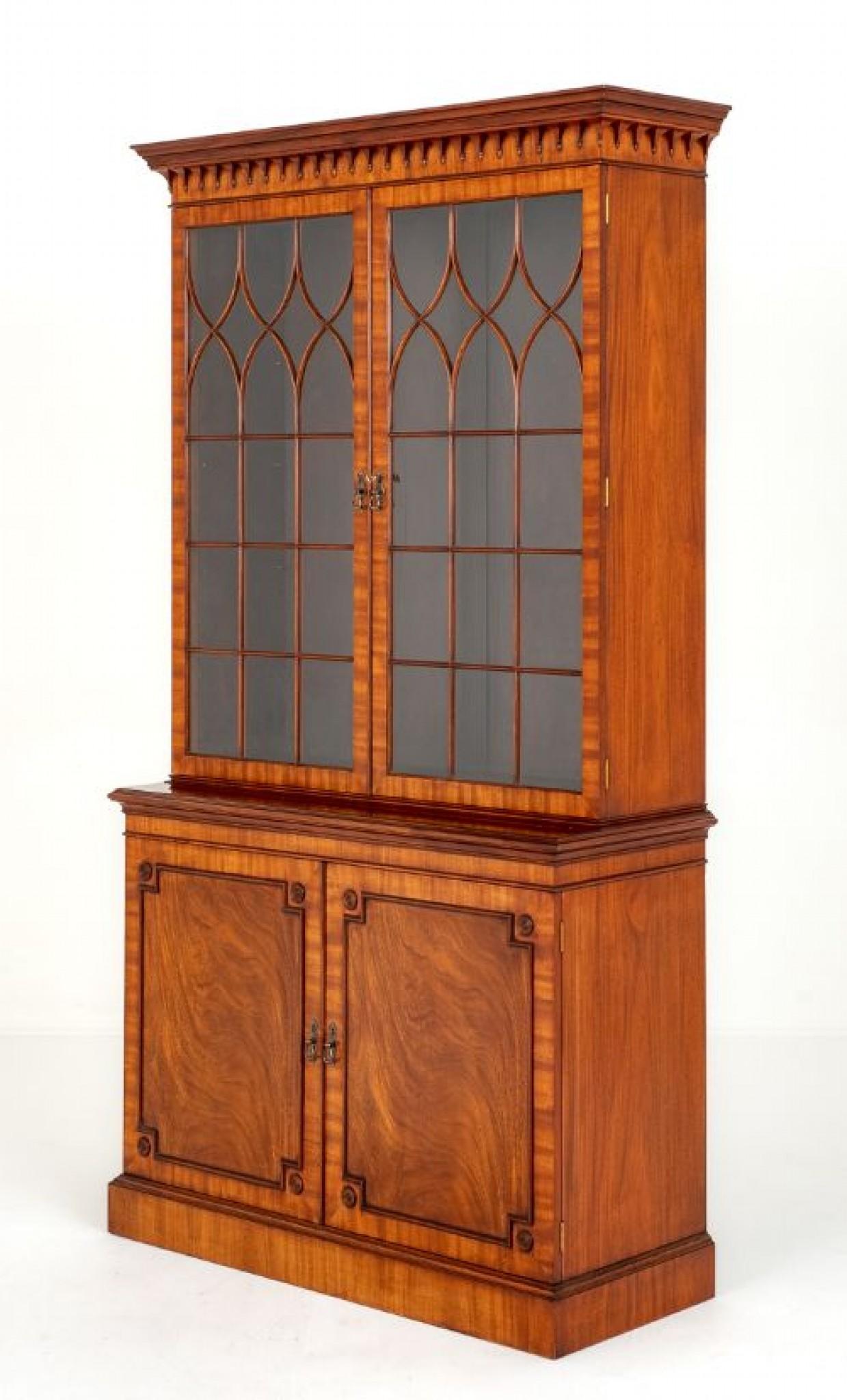 Regency Revival Bookcase Glazed Library Furniture For Sale 1