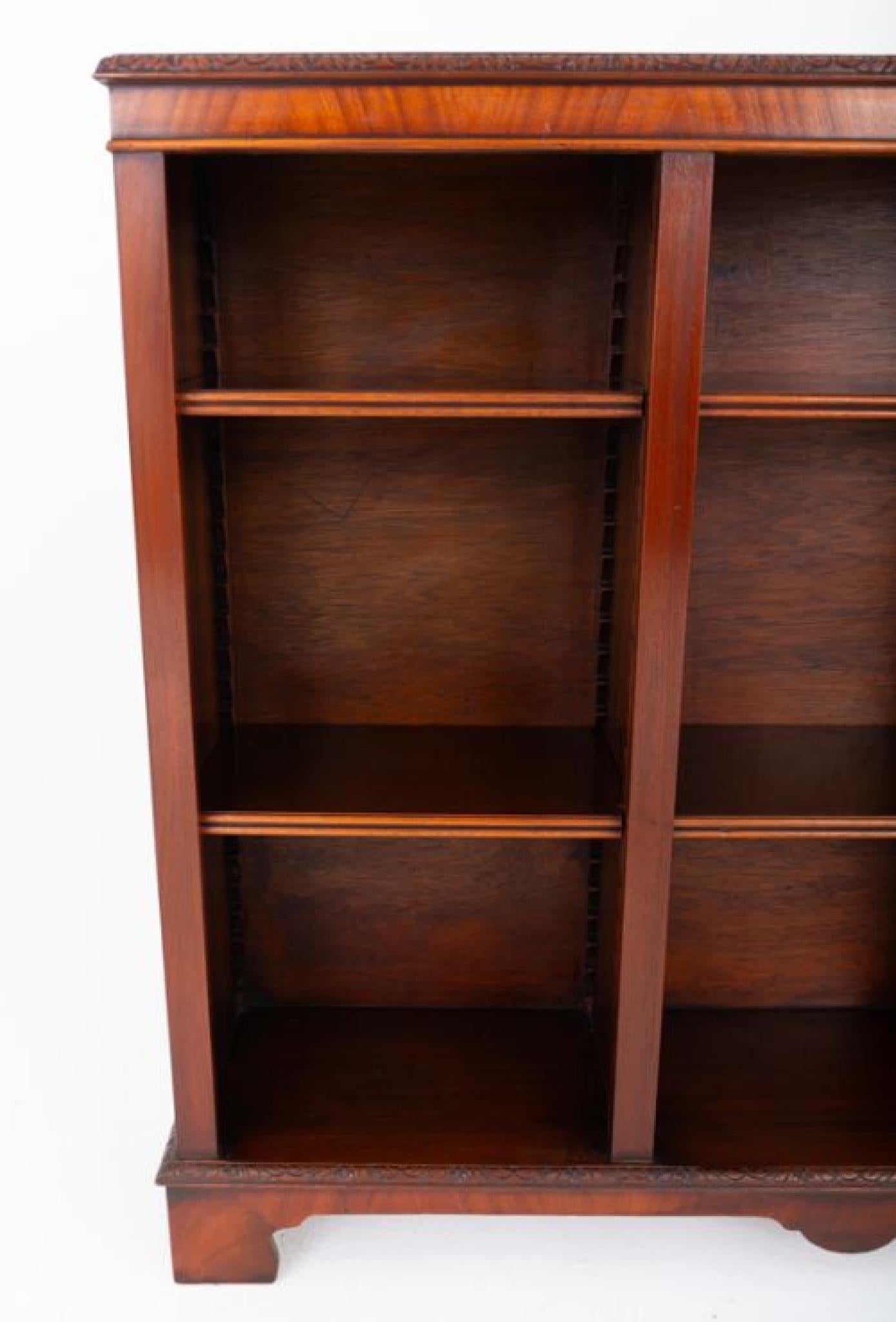 Carved Regency Revival Bookcase Mahogany Open Front For Sale