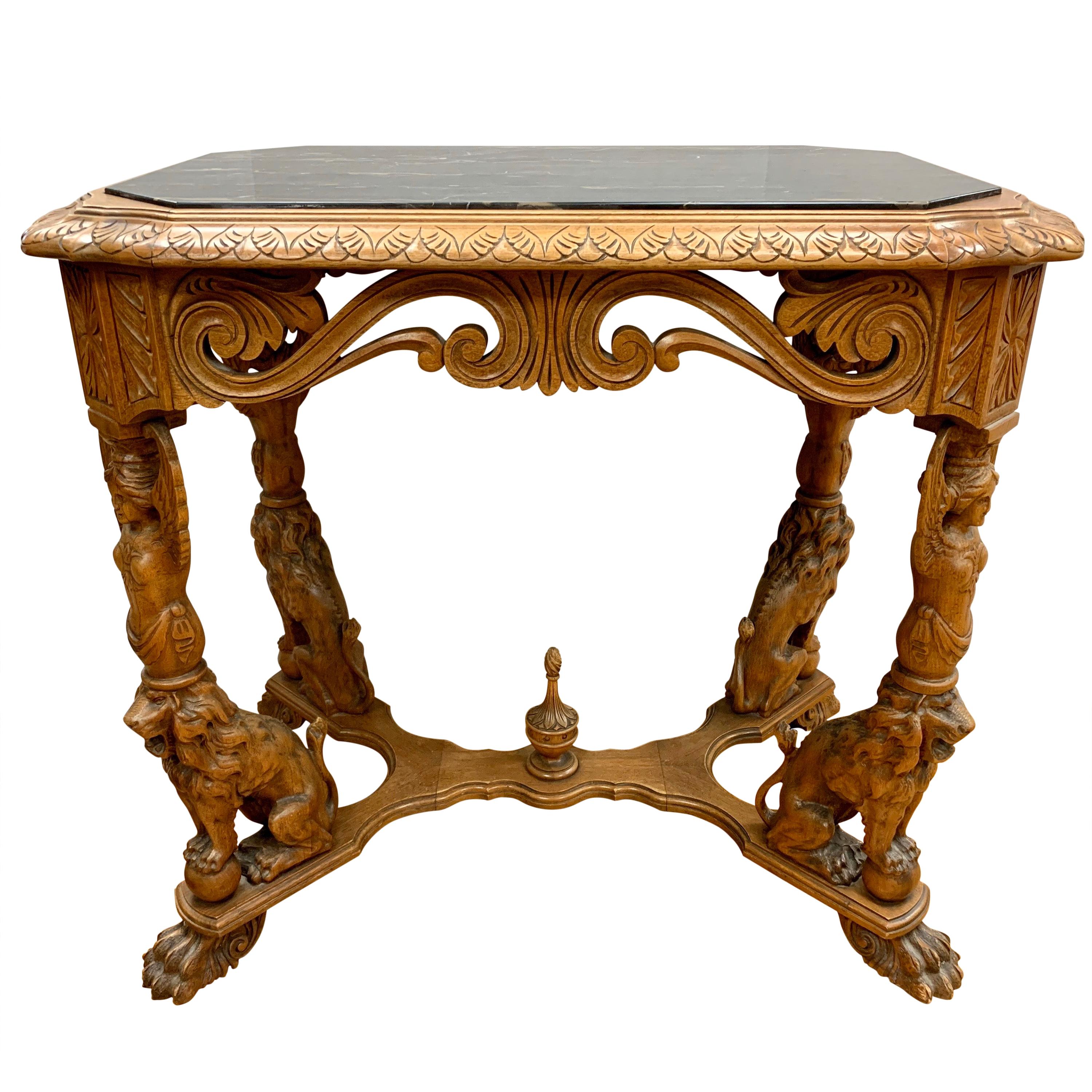 Antique Chippendale Mahogany Round TiltTop Dining Bistro Card Table at