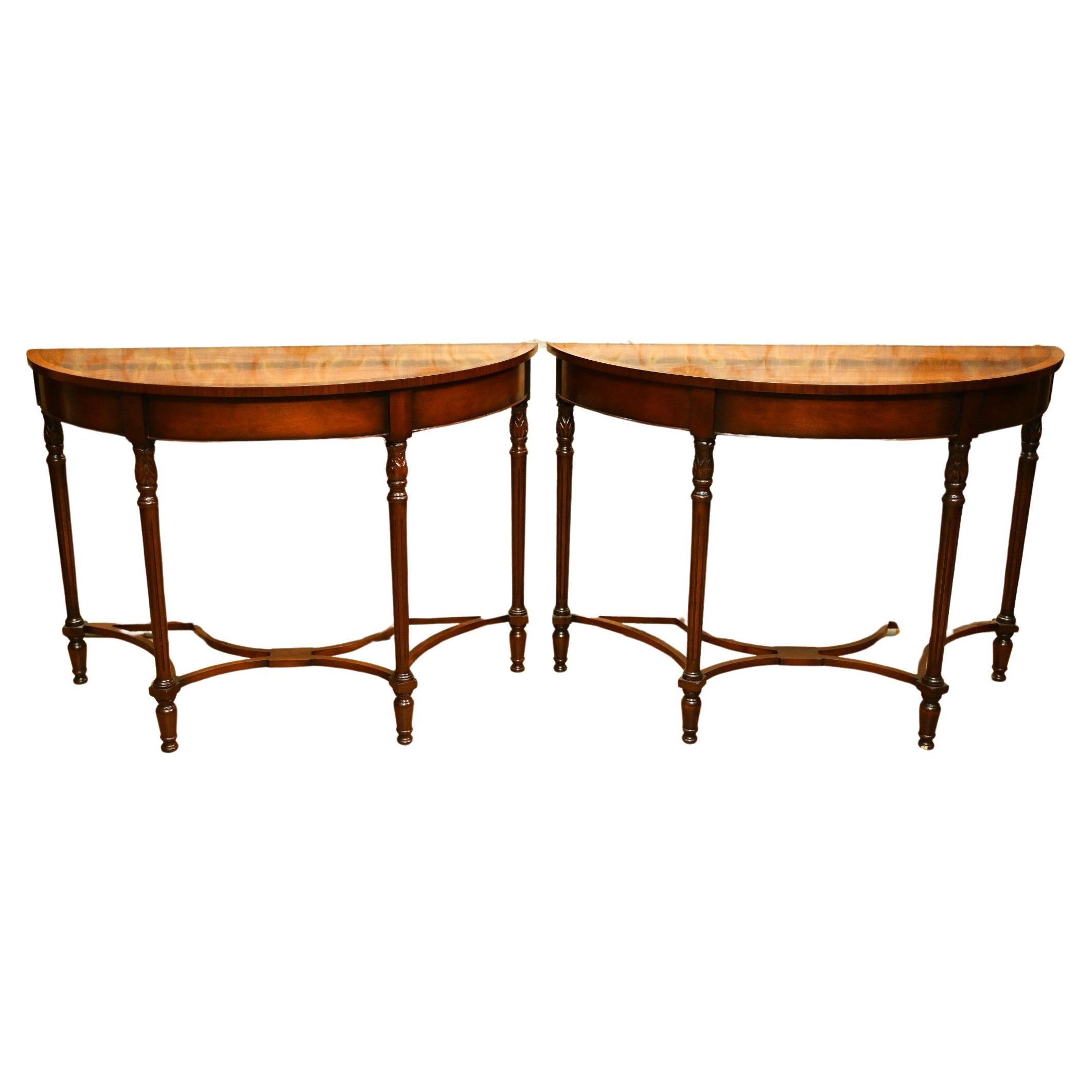 Regency Revival Console Tables Demi Lune Hall Table For Sale