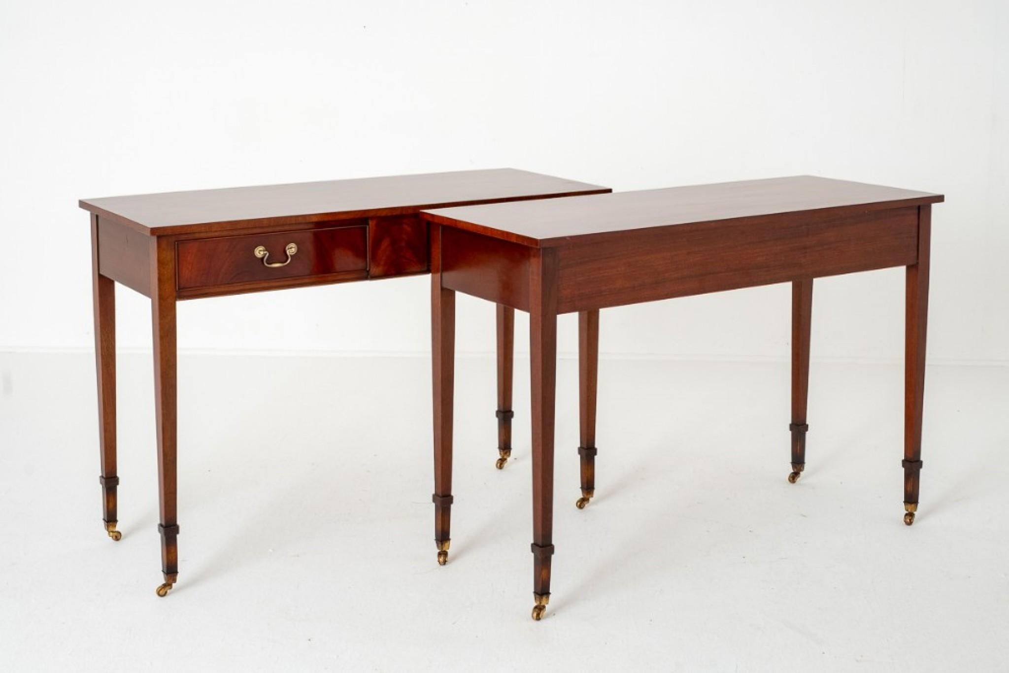 Early 20th Century Regency Revival Console Tables Pair Mahogany Hall For Sale