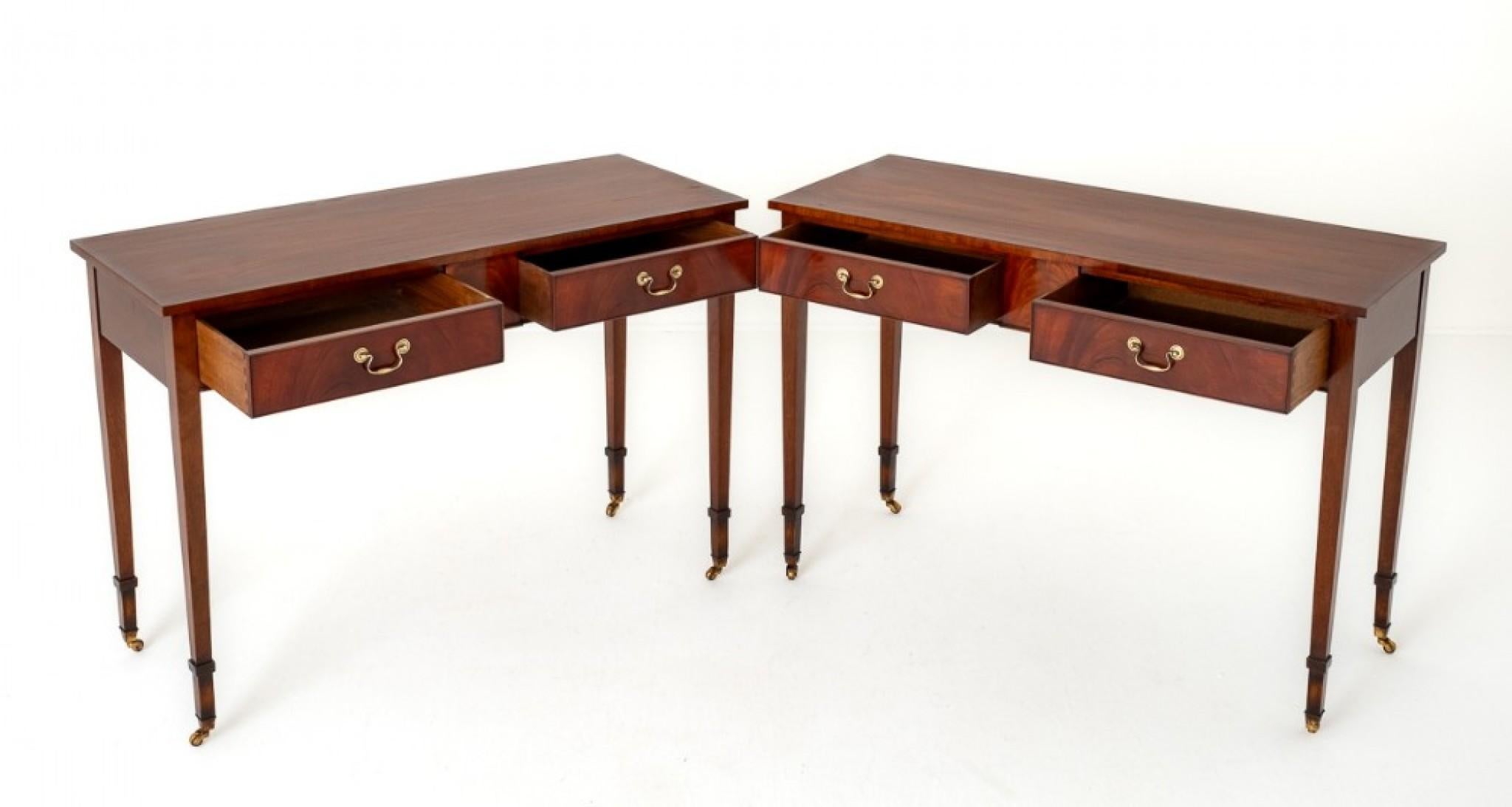 Regency Revival Console Tables Pair Mahogany Hall For Sale 1