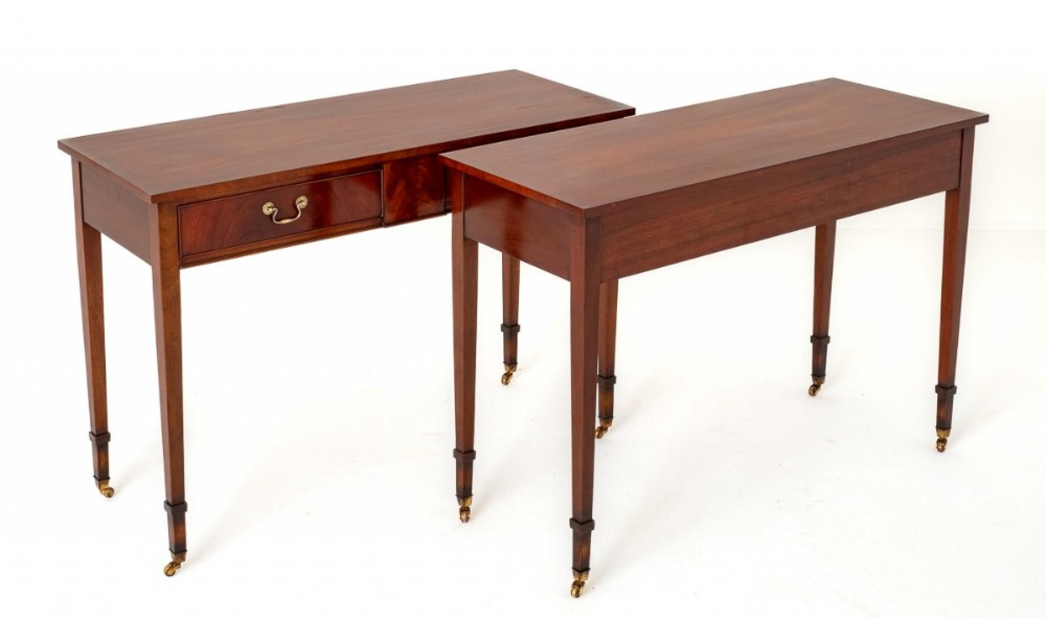 Regency Revival Console Tables Pair Mahogany Hall For Sale 4