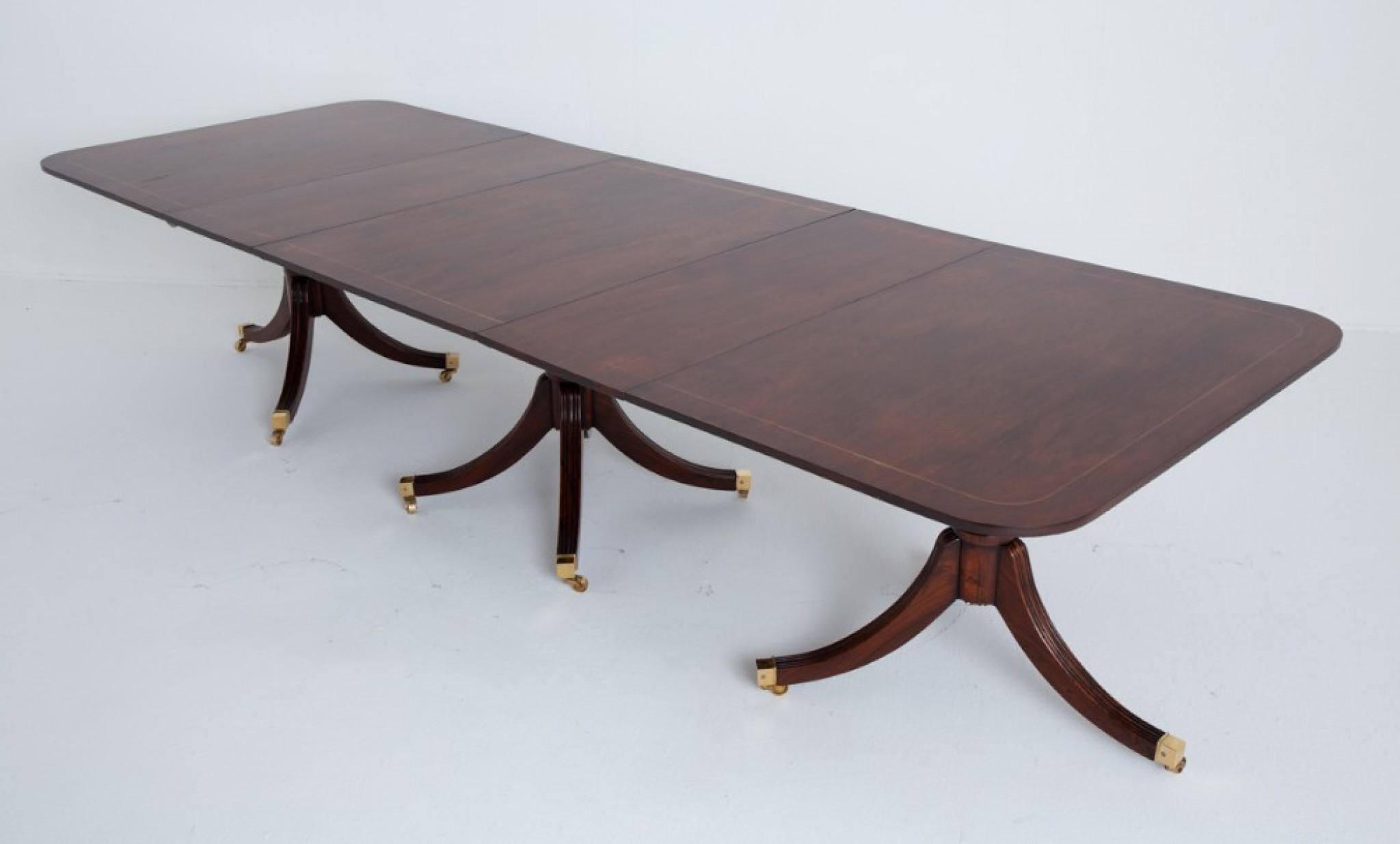 Regency Revival Dining Table 3 Pedestal Extending 1880 For Sale 1