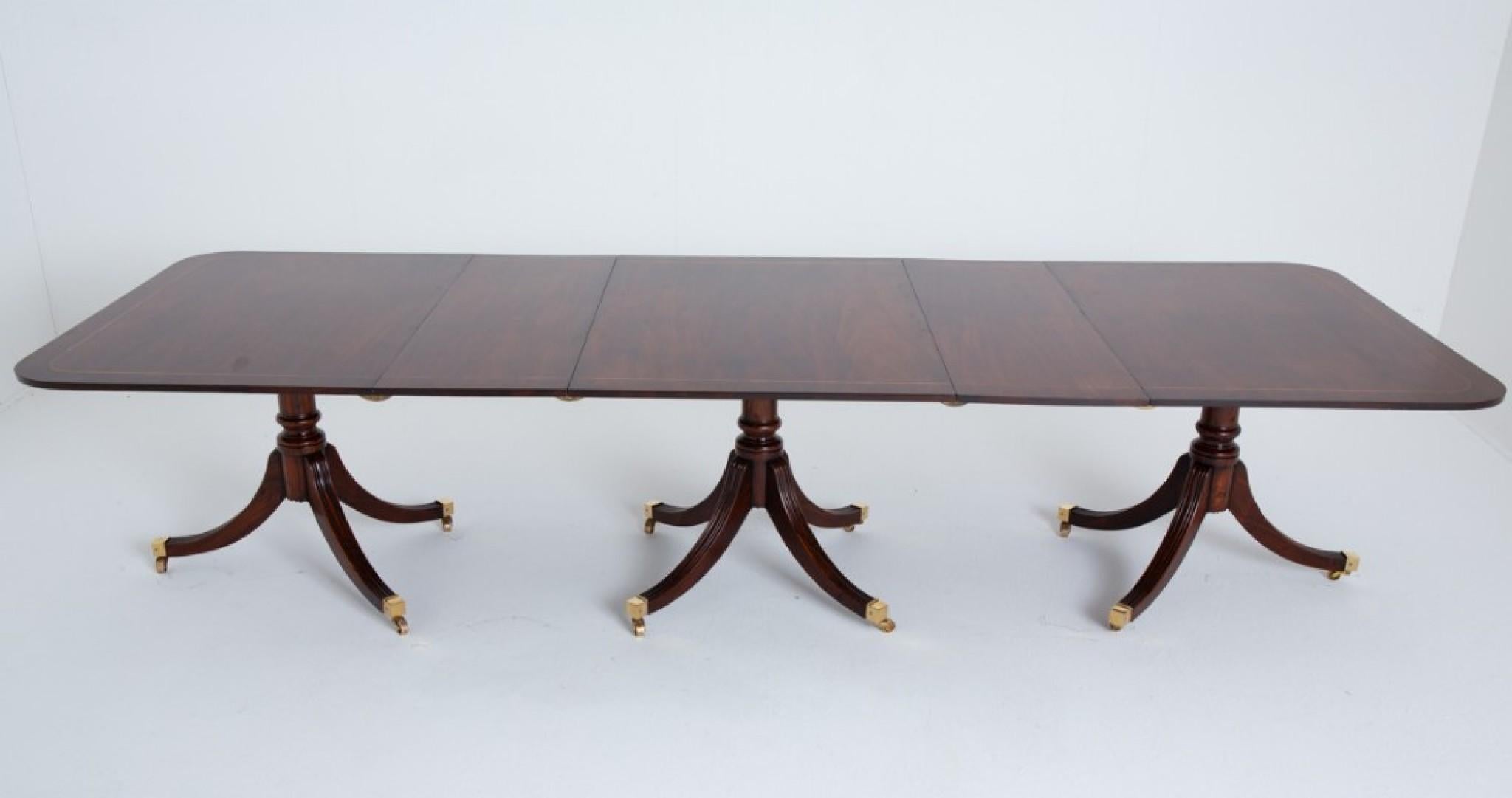 Regency Revival Dining Table 3 Pedestal Extending 1880 For Sale 4