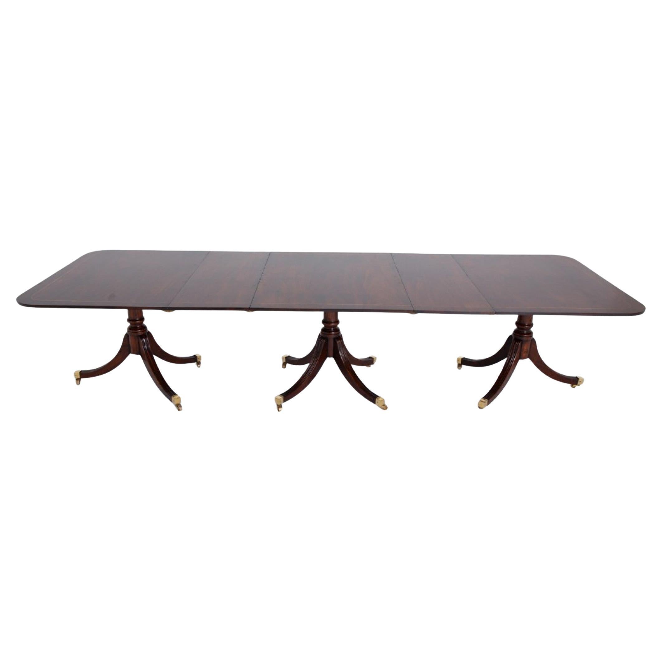 Mesa de Comedor Renacimiento Regencia Extensible 3 Pedestales 1880