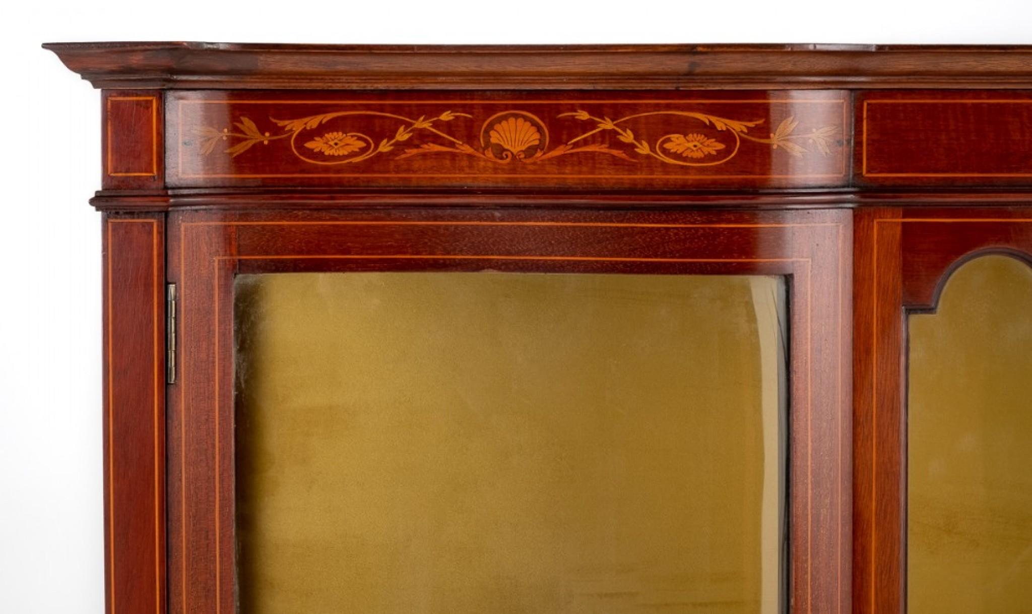 Regency Revival Display Cabinet Mahogany Inlay 1890 For Sale 1