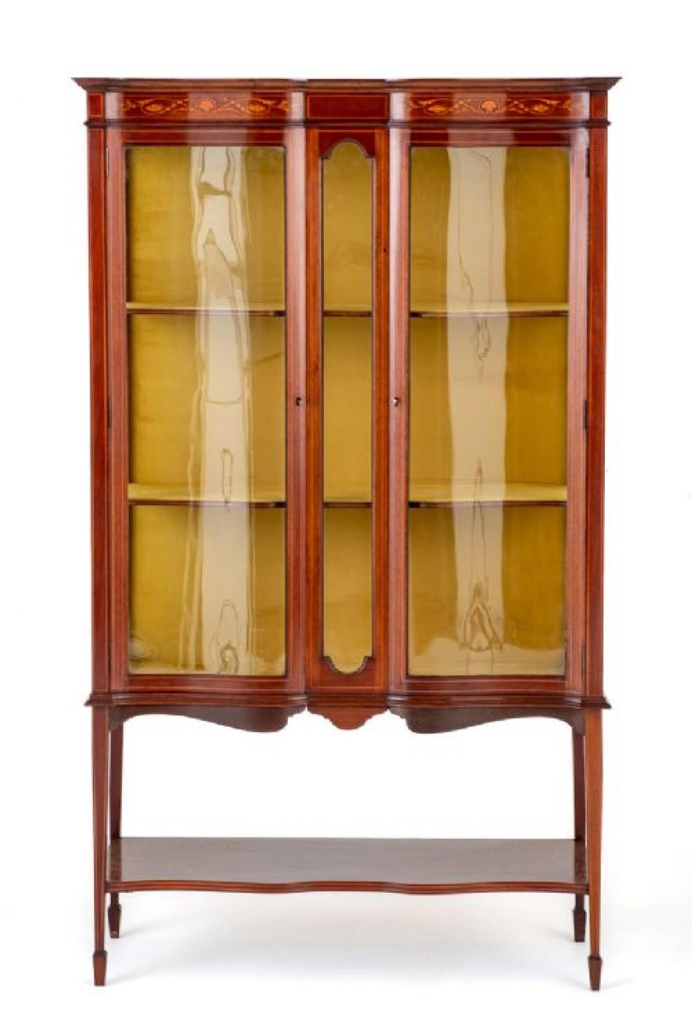 Regency Revival Display Cabinet Mahogany Inlay 1890 For Sale 5