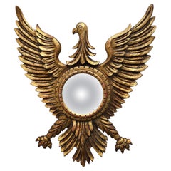 Specchio convesso Aquila in legno dorato Regency Revival, anni '50