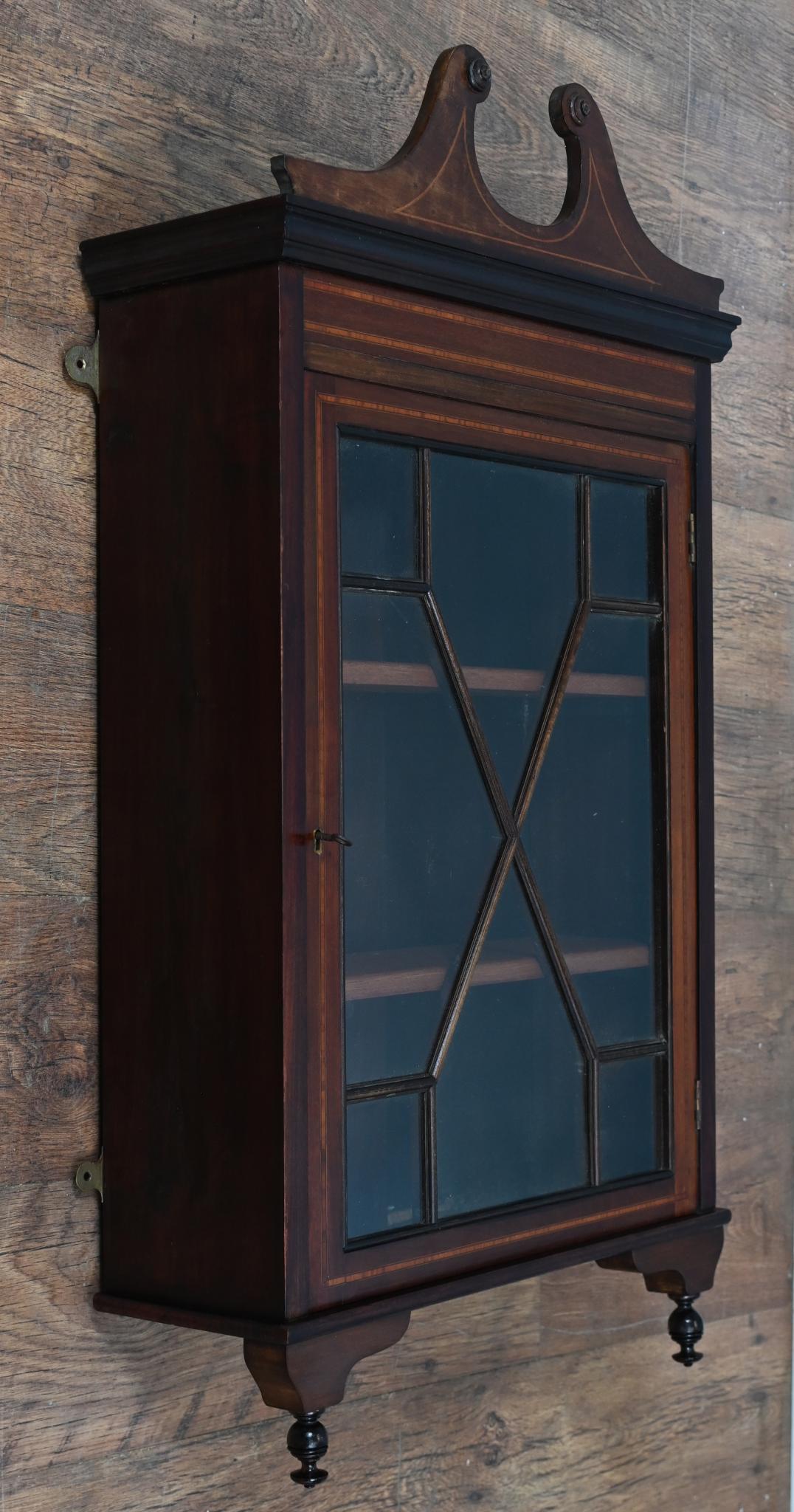 Regency Revival Glass Wall Cabinet Display Case For Sale 2
