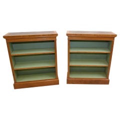 Regency Revival Open Bookcases Walnut Inlay