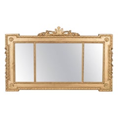 Retro Regency Revival Overmantel Mirror, English Late 20th Century, Wall, Triptych