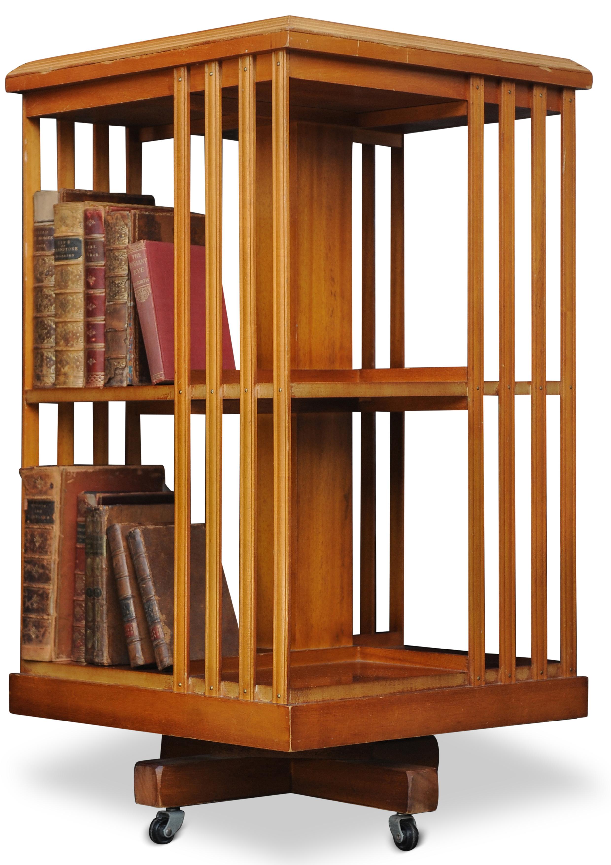 Regency Revival Revolving Sectional Two Tier Library Bookcase on Castors In Good Condition For Sale In High Wycombe, GB