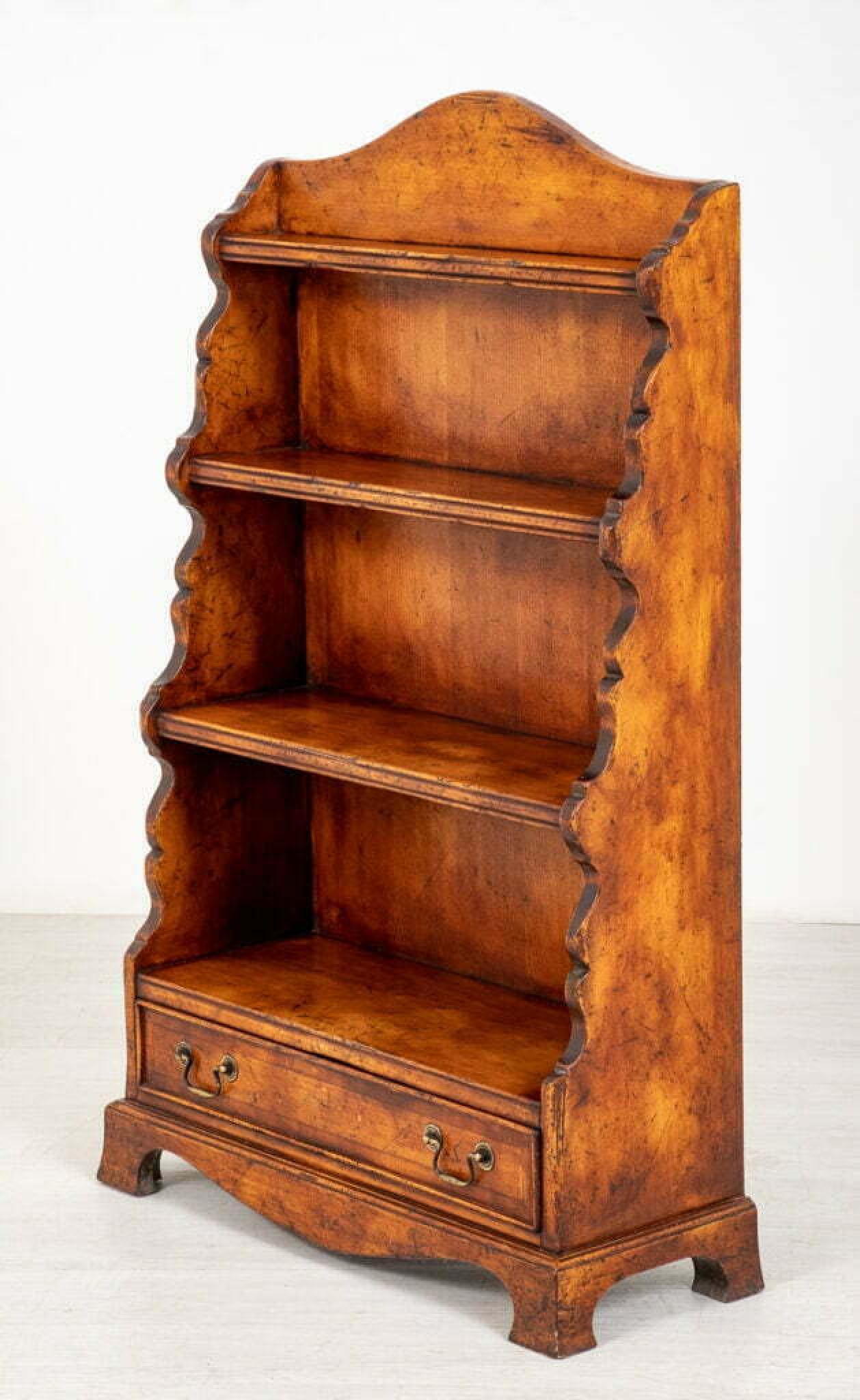Mid-20th Century Regency Revival Waterfall Bookcase Cherrywood For Sale