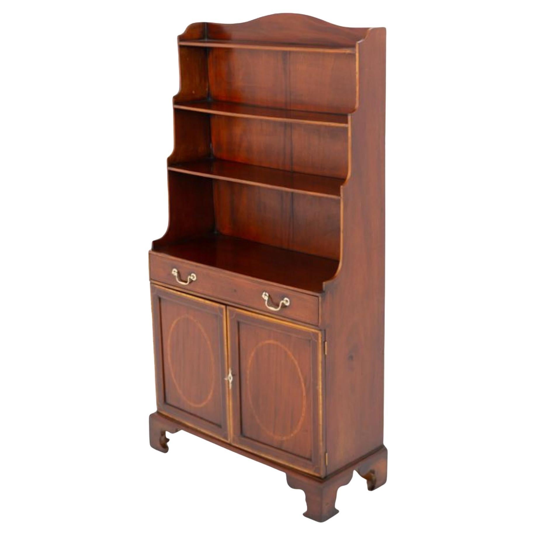 Regency Revival Waterfall Bookcase Open Front Mahogany For Sale