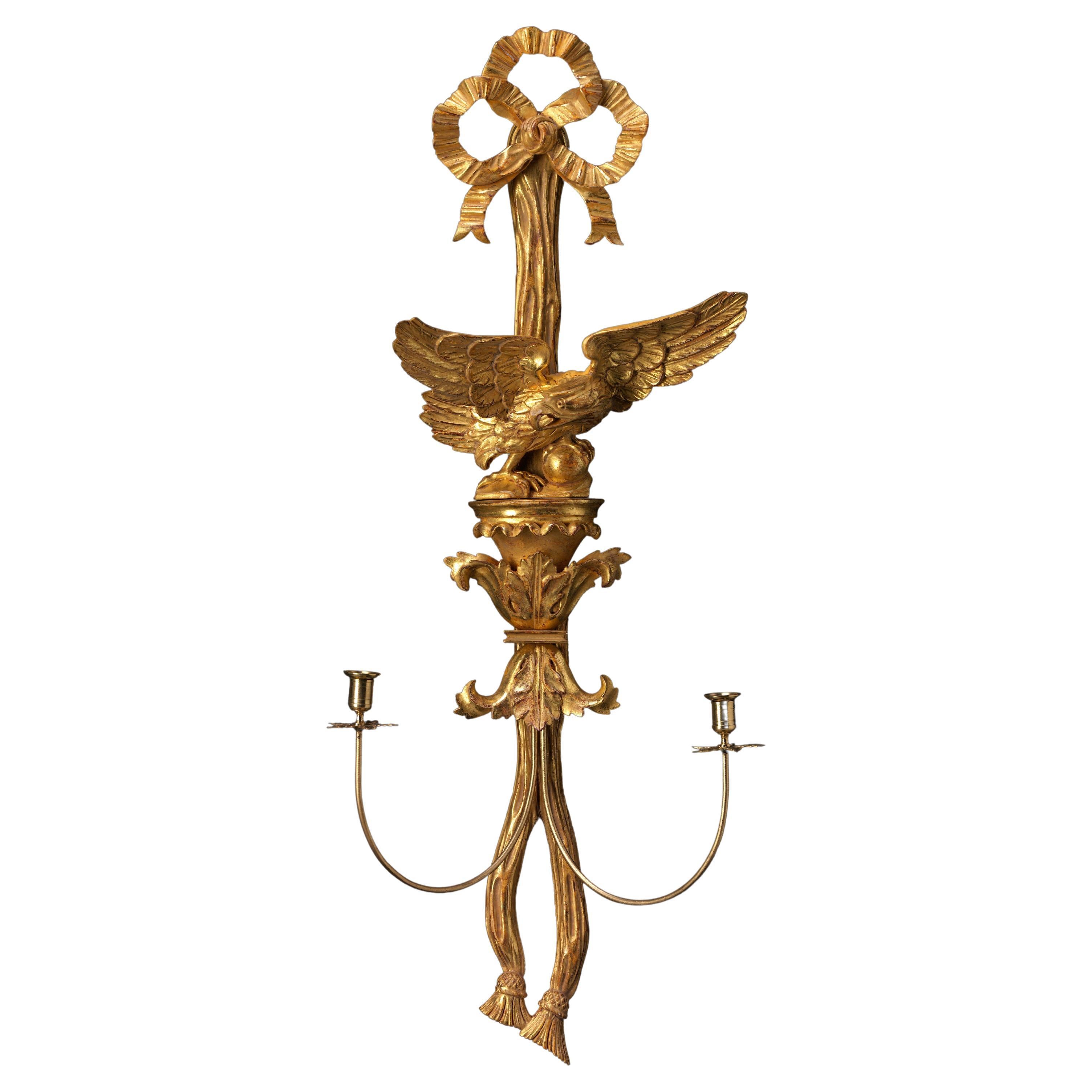 Regency Ribbon and Eagle Wall Lights For Sale