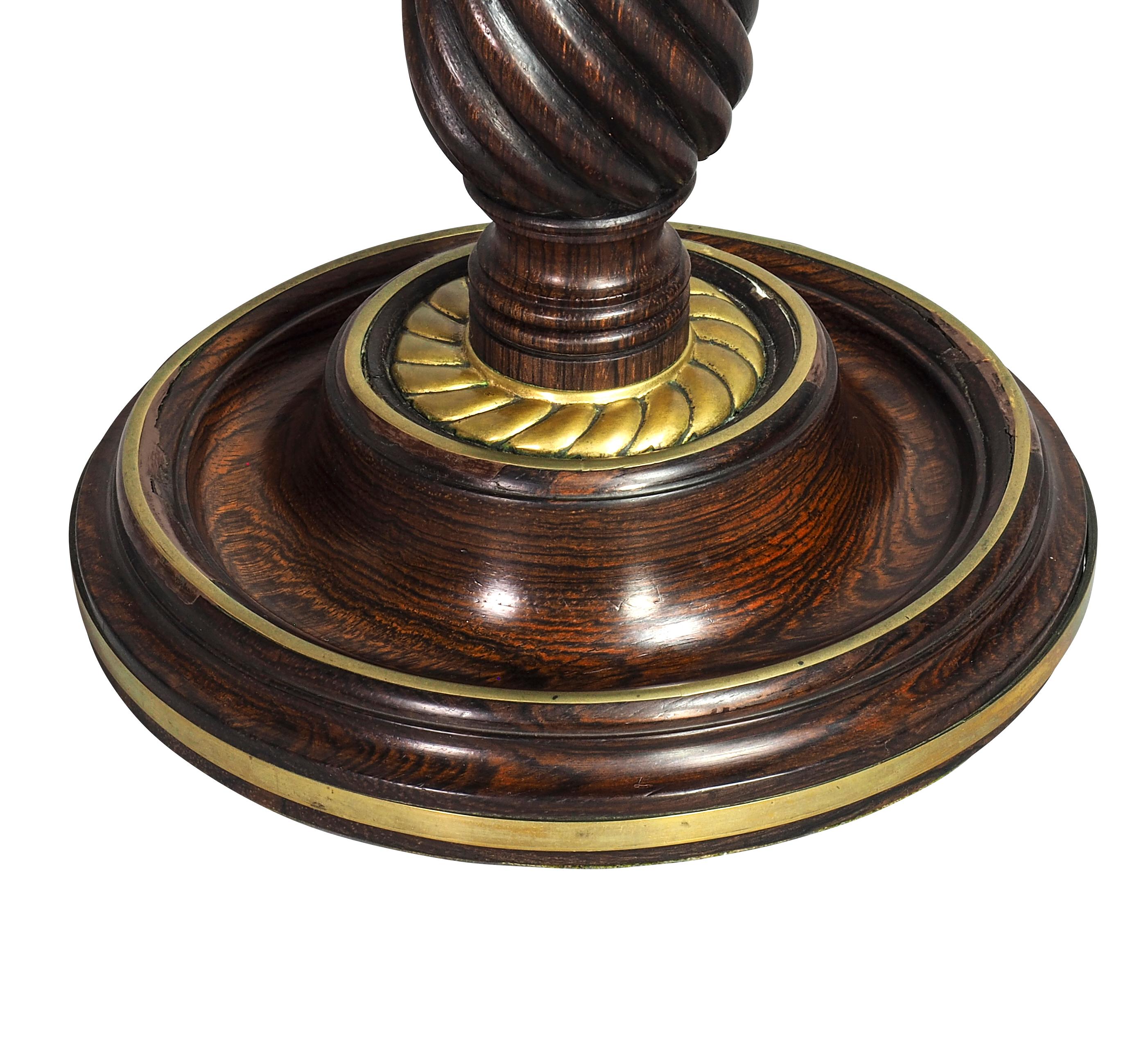 English Regency Rosewood and Brass Candlestick Riser For Sale