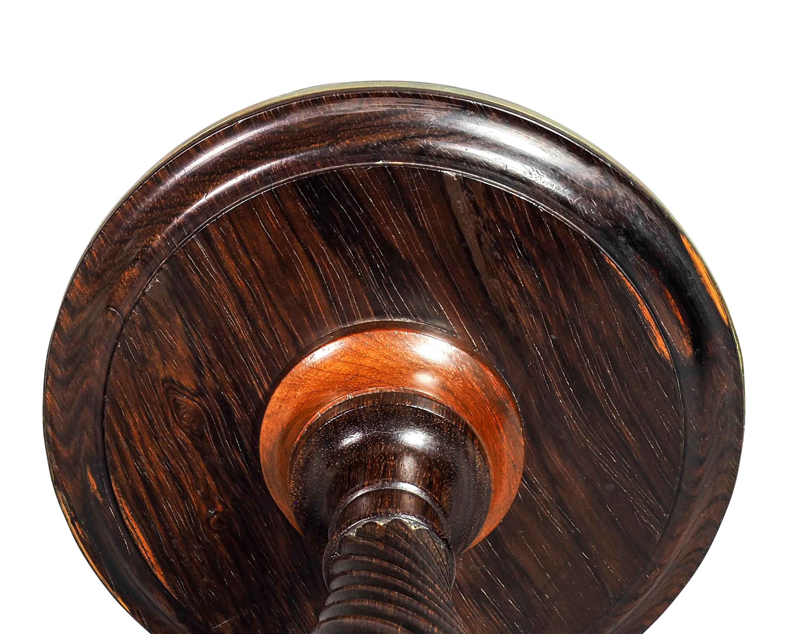Regency Rosewood and Brass Candlestick Riser In Good Condition For Sale In Essex, MA